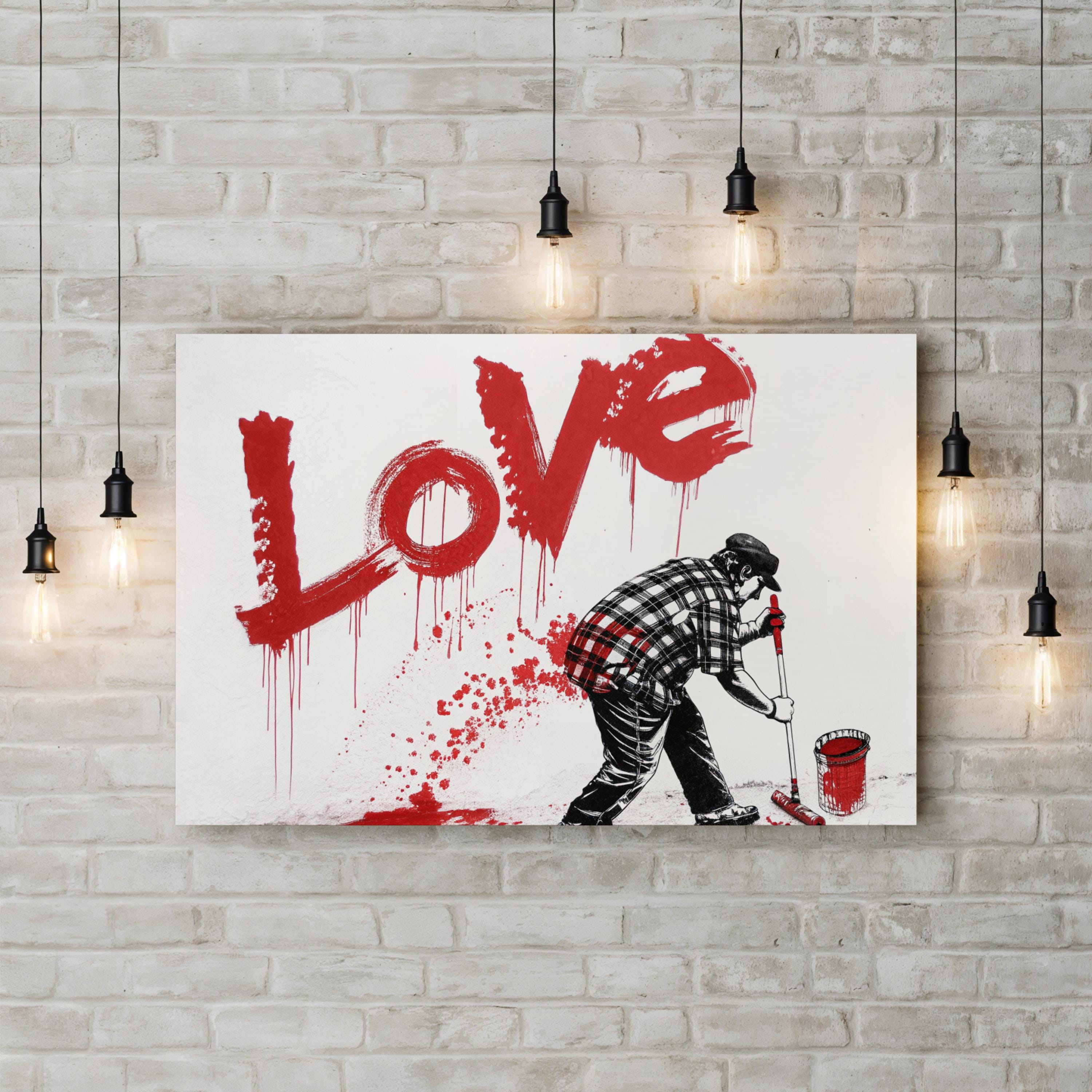 Urban Street Pop Graffiti Banksy Style LOVE Graffiti Canvas Art