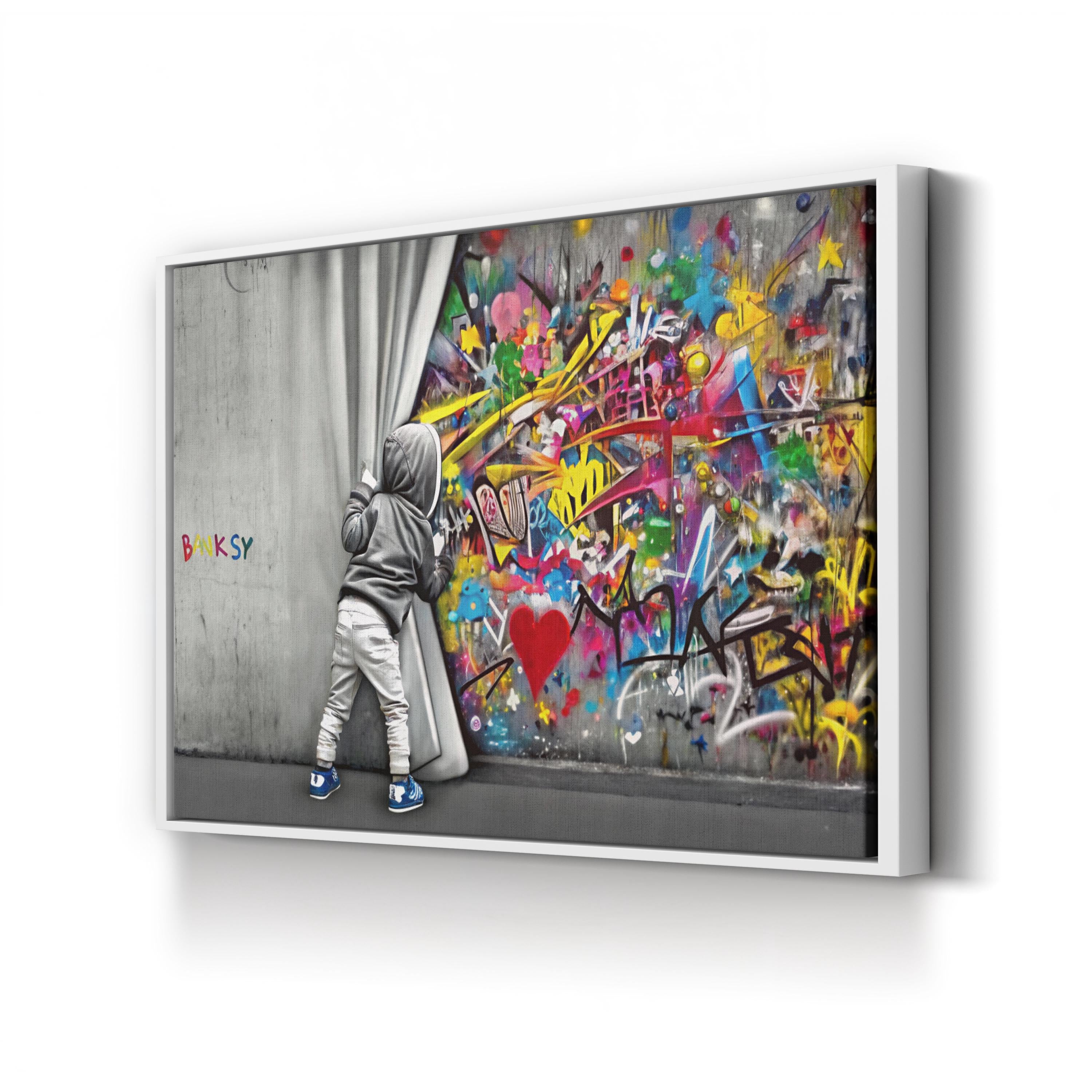 Modern Graffiti Canvas Art | Abstract Street Mural with Child, Contemporary Urban Wall Art
