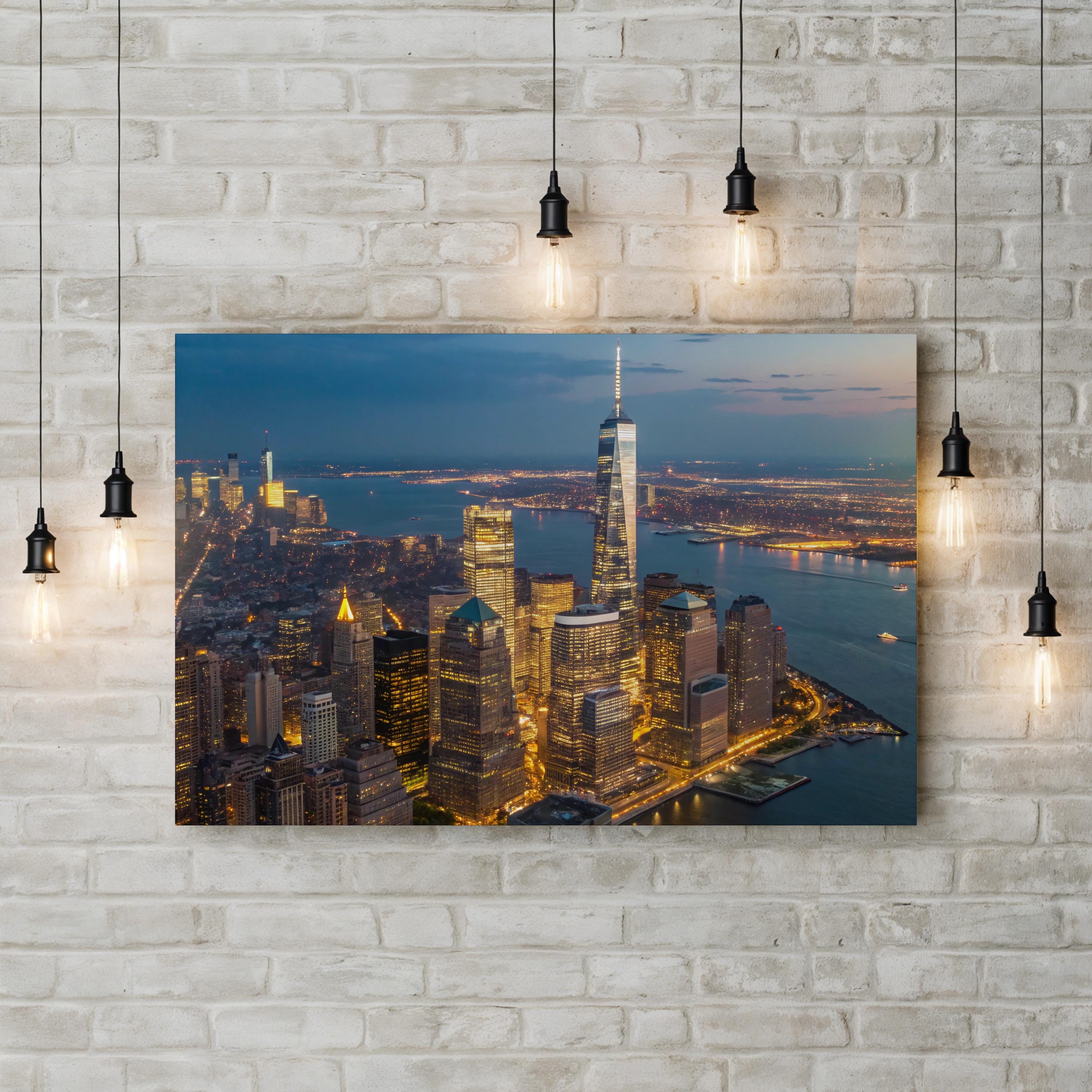 NYC Skyline Canvas Print | Manhattan Night Skyline, New York City Wall Art