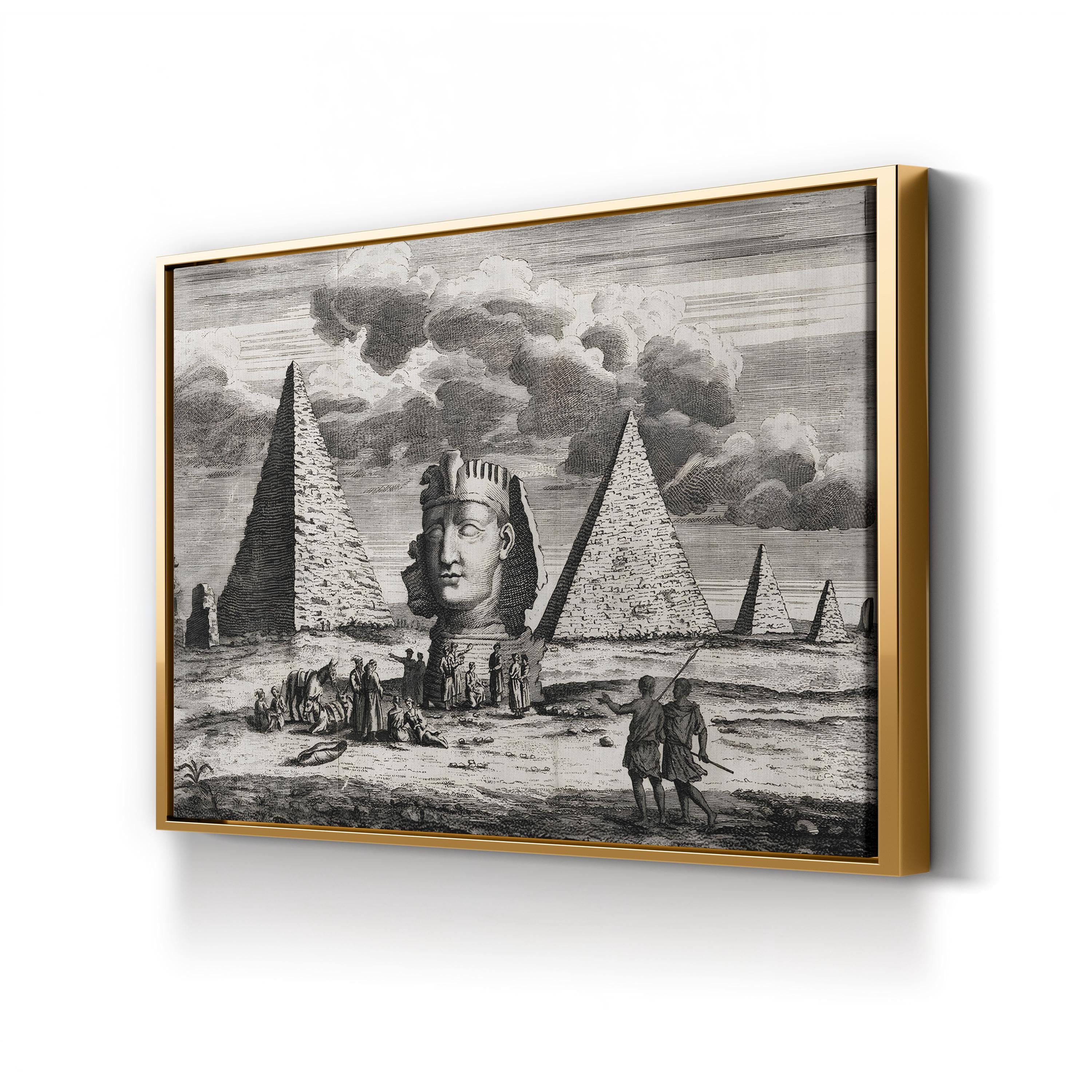 Giza Pyramids & Giza, Egypt: Pyramids and Sphinx, 18th Century Antique Engraving Wall Art | J. Clark, 1735Canvas Print: Vintage Egypt Illustration
