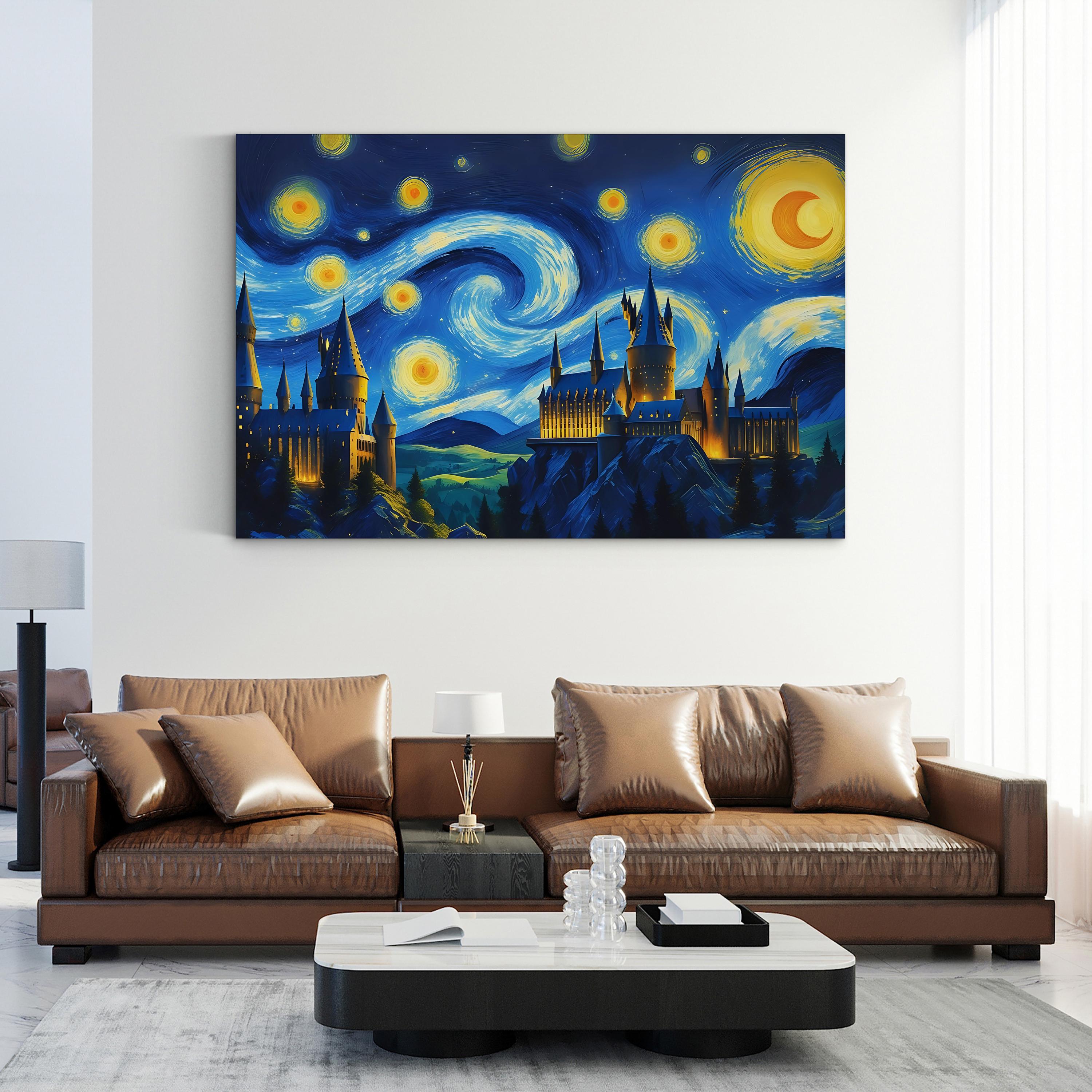 Van Gogh Castle Canvas Print: Starry Night Style Home Decor