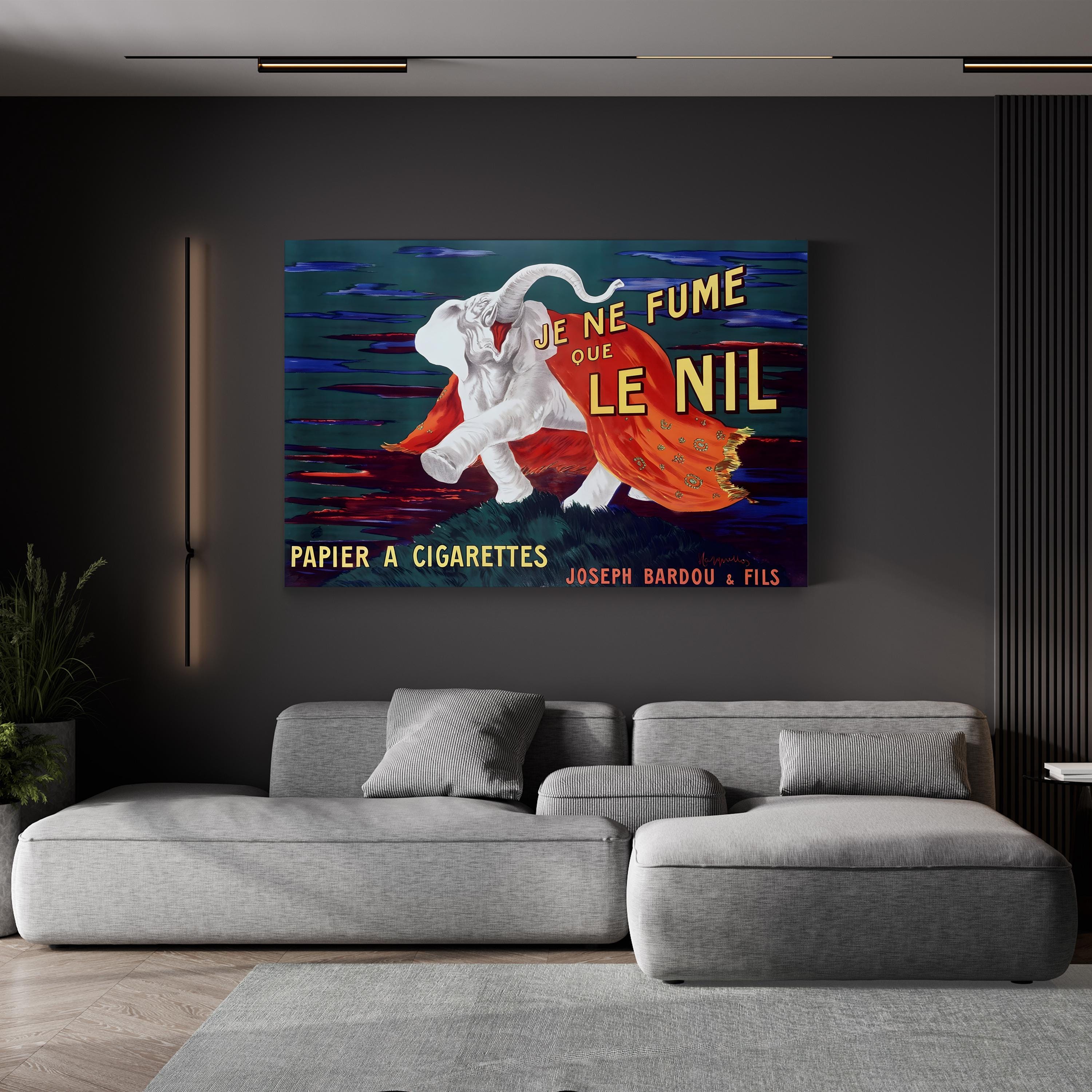 Vintage Circus Elephant “Je Ne Fume Le Nil” Advertising Poster Canvas Print