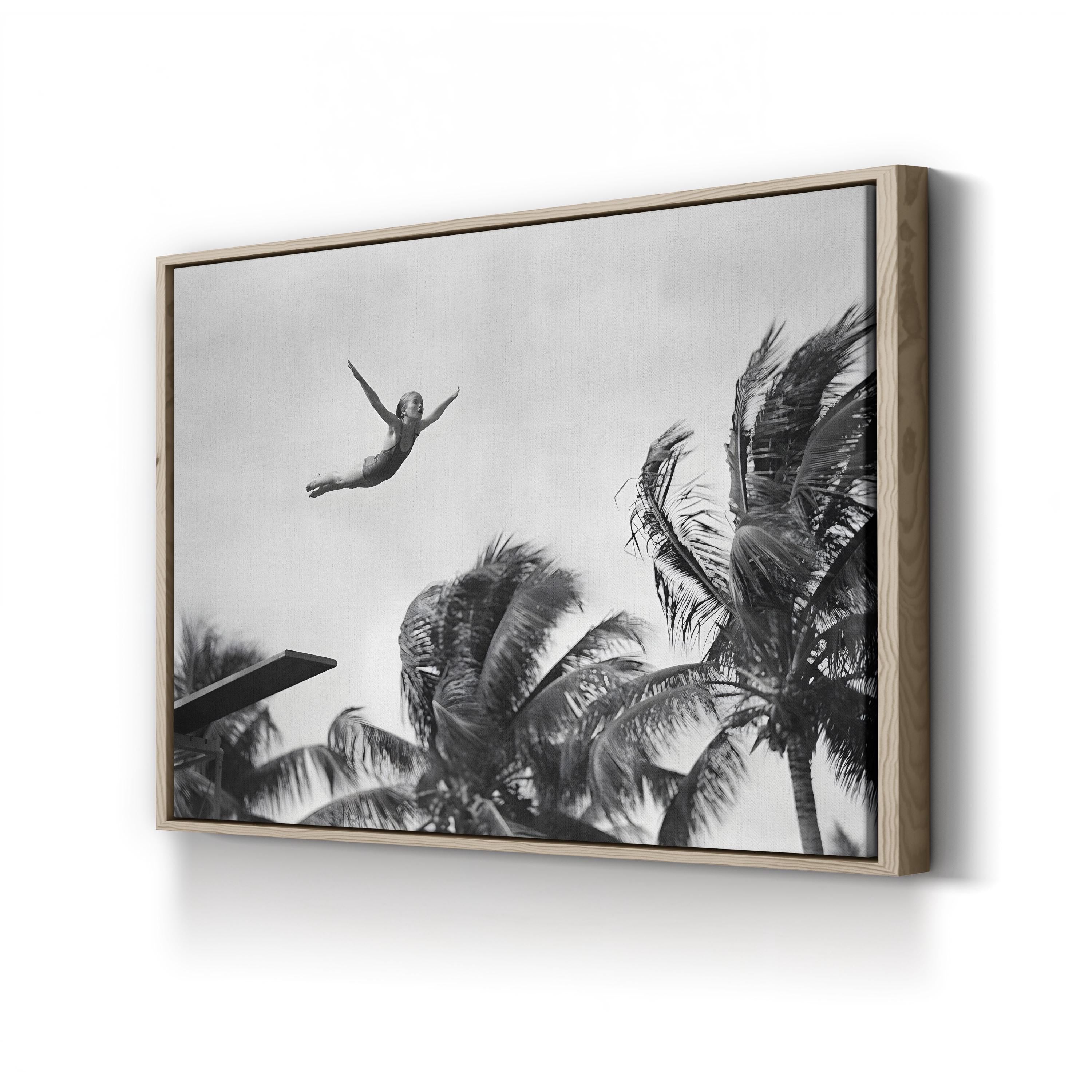 Diving Girl Poolside, 1930s – Vintage Photography Wall Art | Black & White Sports Canvas Print