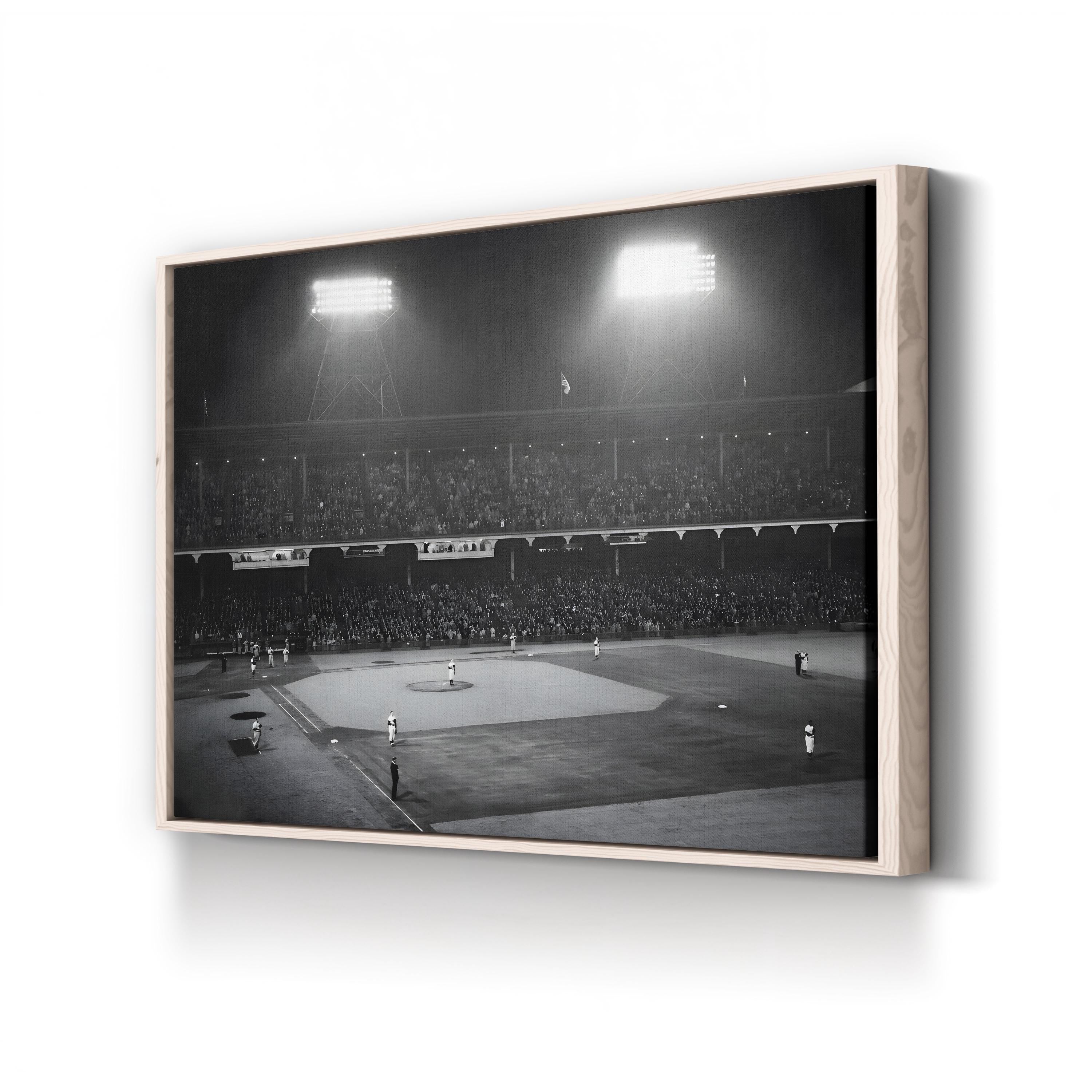 Ebbets Field 1947 Night Game Wall Art – Vintage Brooklyn Baseball Under the Lights Canvas Print