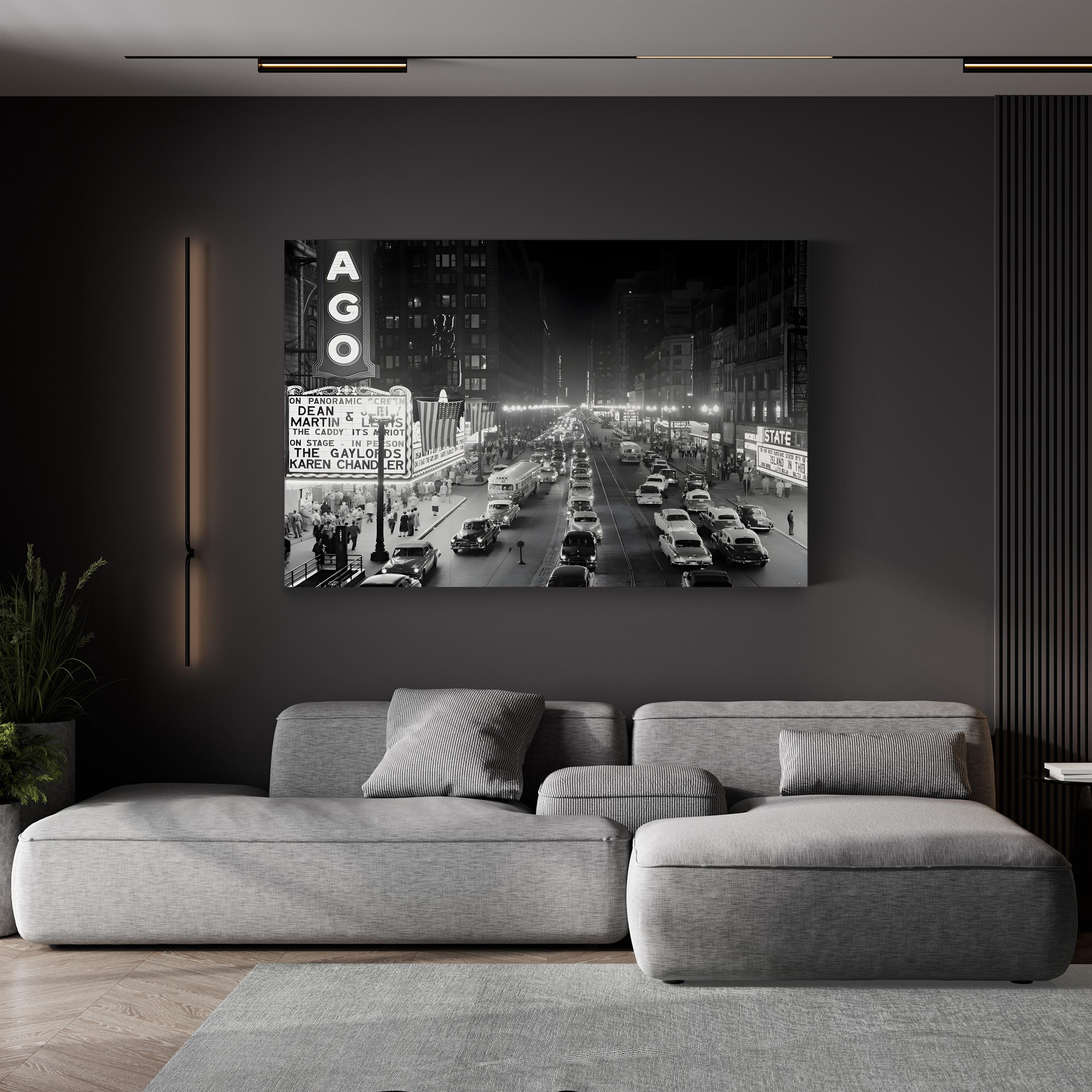 Chicago State Street, 1950s – Vintage Photography Wall Art | Vintage Cityscape Canvas Print