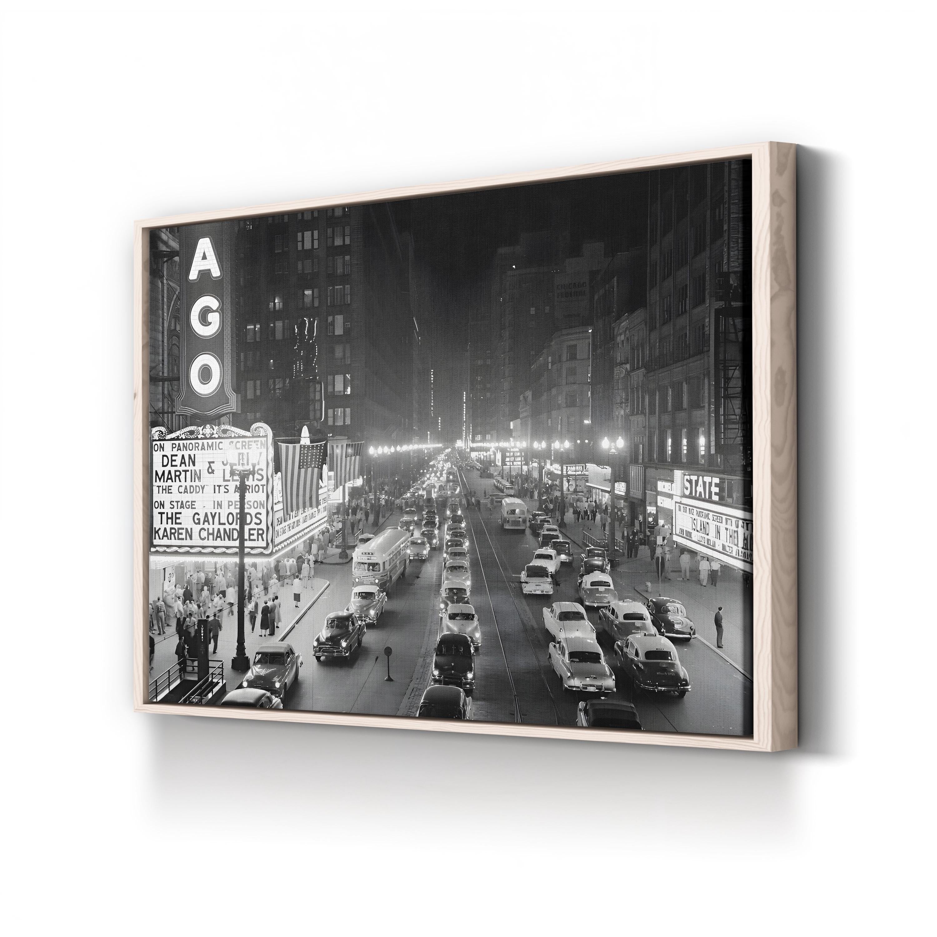 Chicago State Street, 1950s – Vintage Photography Wall Art | Vintage Cityscape Canvas Print