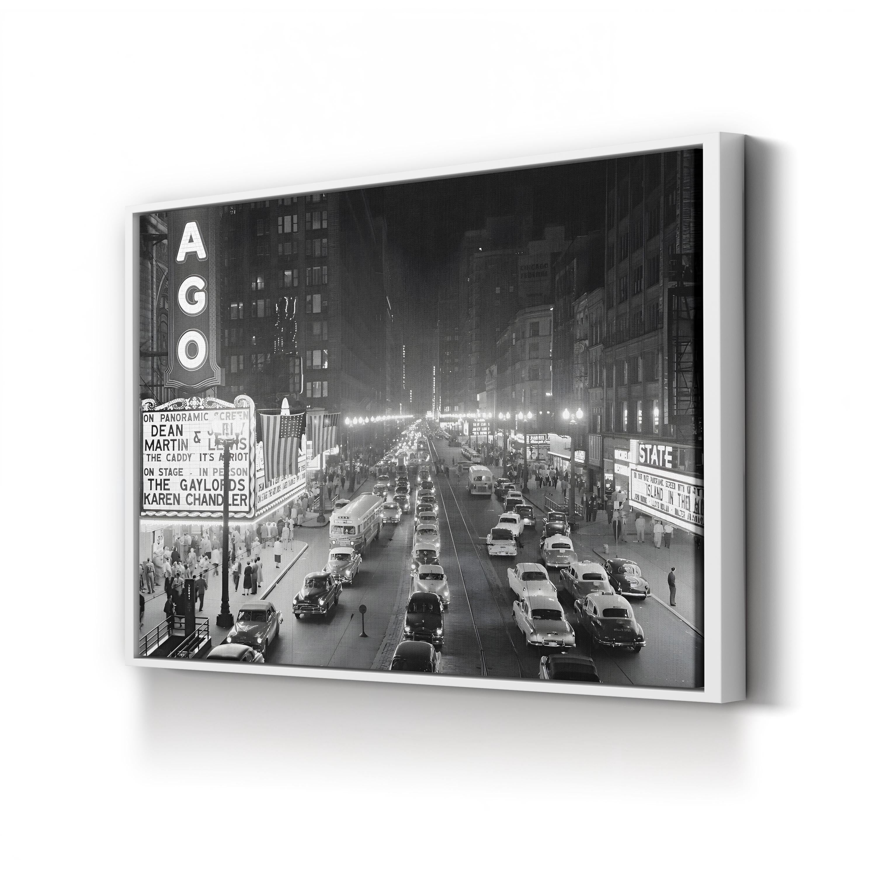 Chicago State Street, 1950s – Vintage Photography Wall Art | Vintage Cityscape Canvas Print