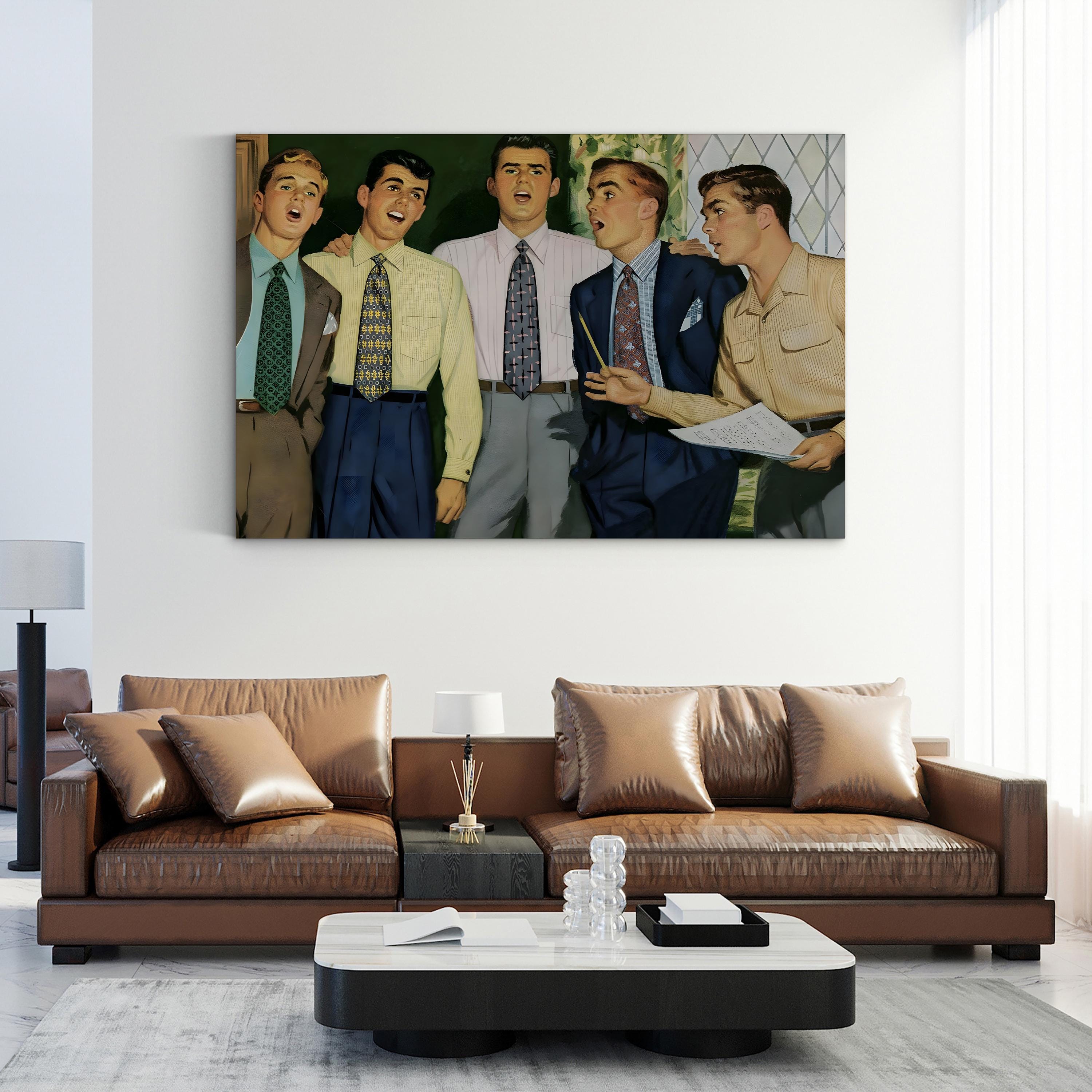 1950s Musician Portrait – Period Illustration Wall Art | Mid-Century Music Canvas Print