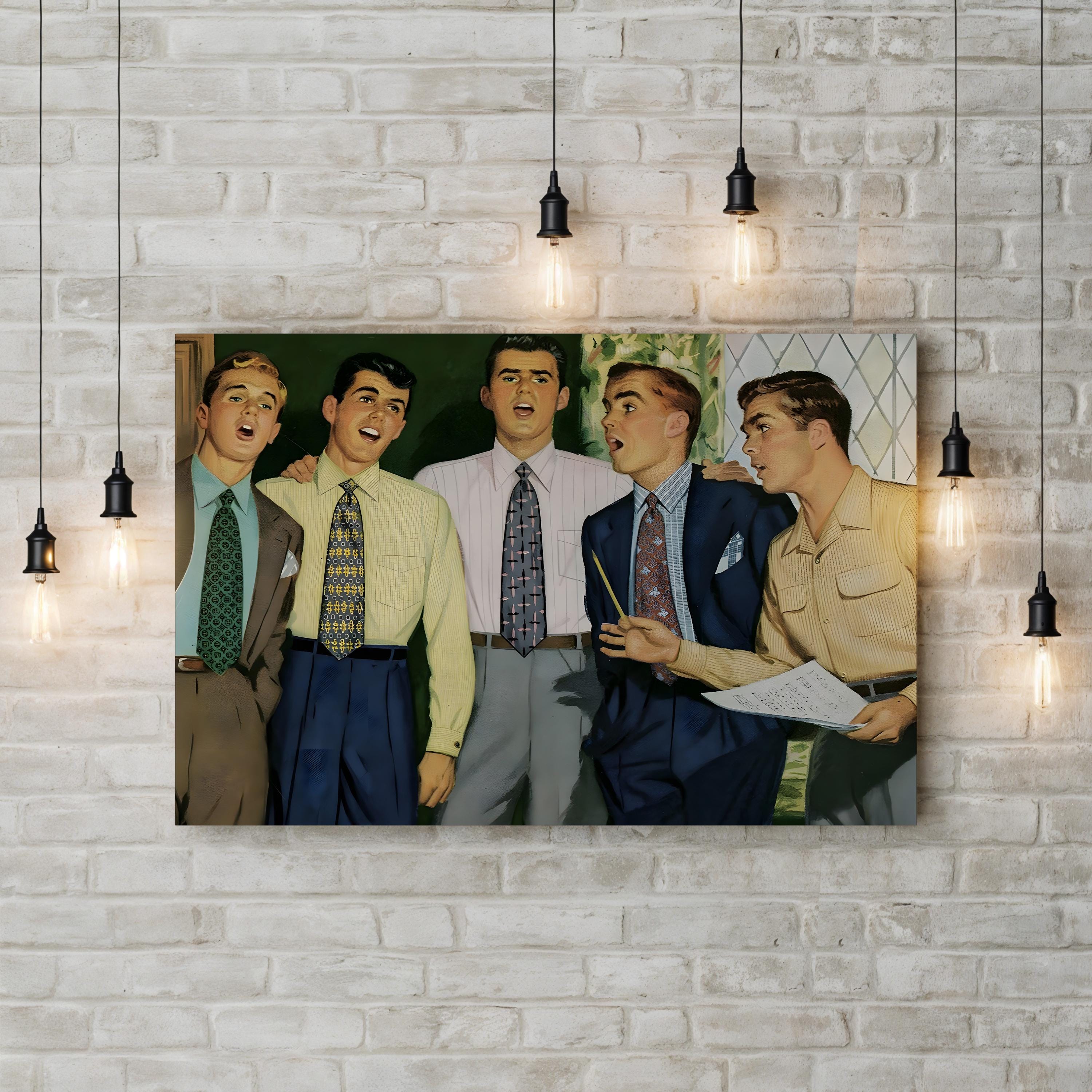 1950s Musician Portrait – Period Illustration Wall Art | Mid-Century Music Canvas Print