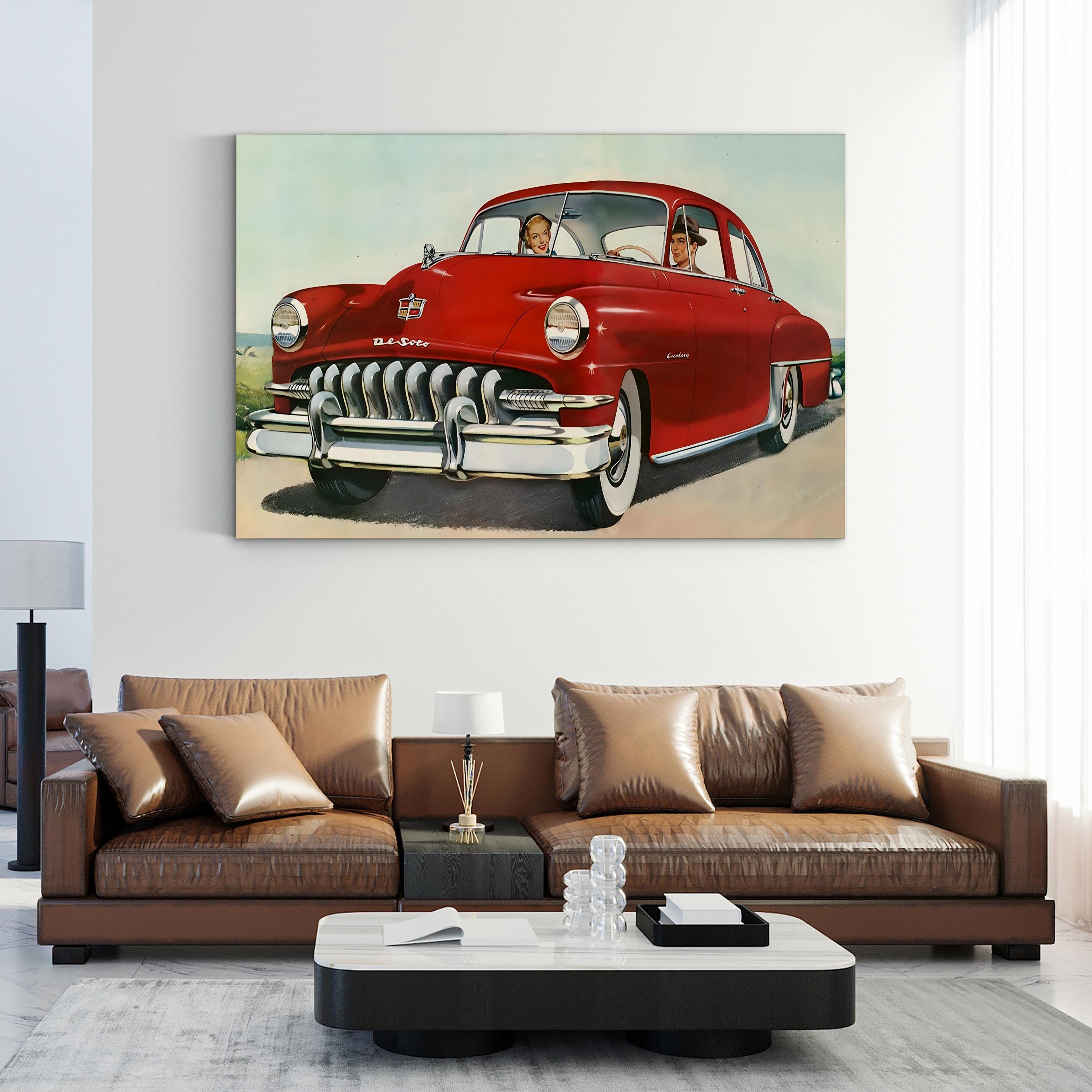 1950s Dodge Red Coupe – Vintage Photography Wall Art | Retro Automotive Canvas Print