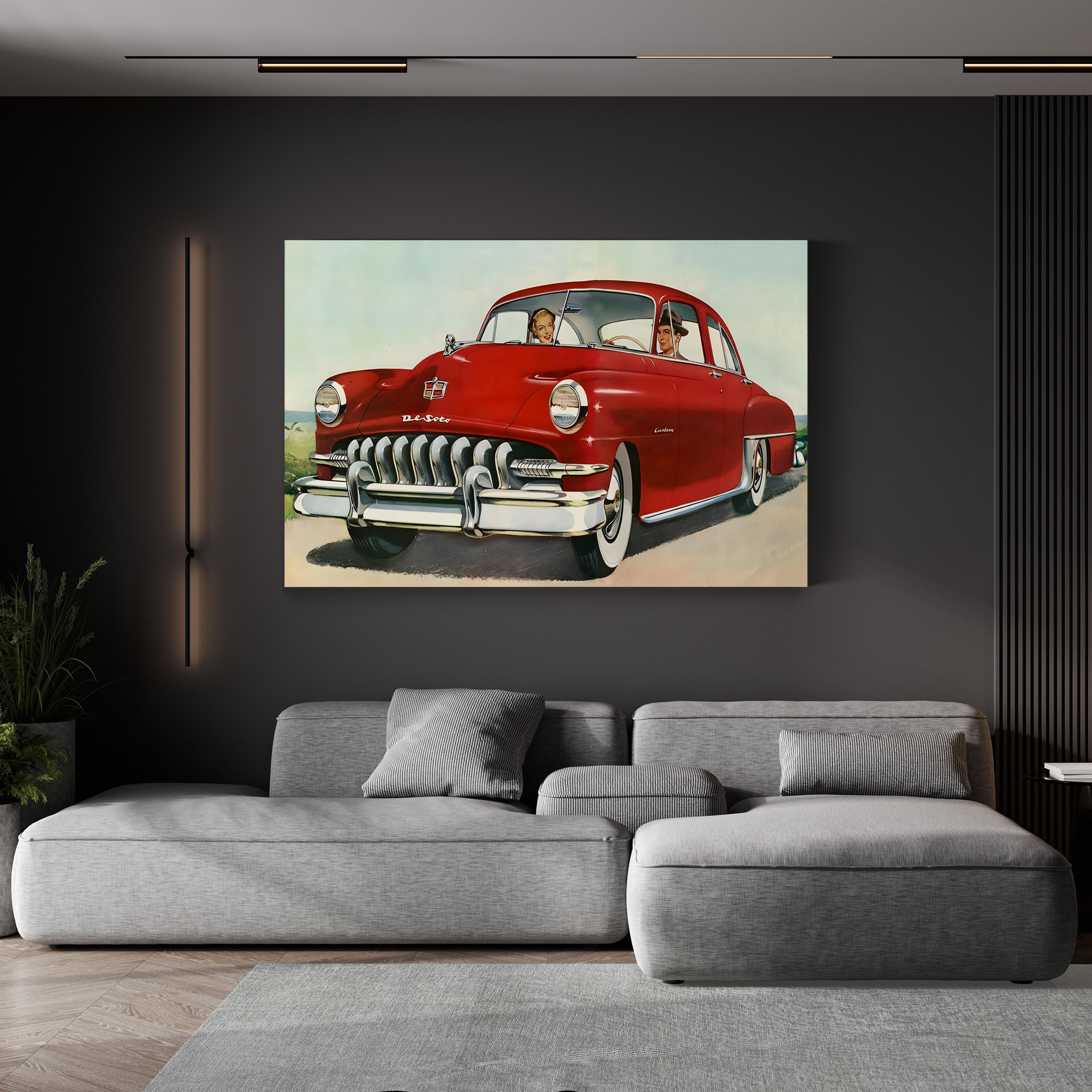 1950s Dodge Red Coupe – Vintage Photography Wall Art | Retro Automotive Canvas Print