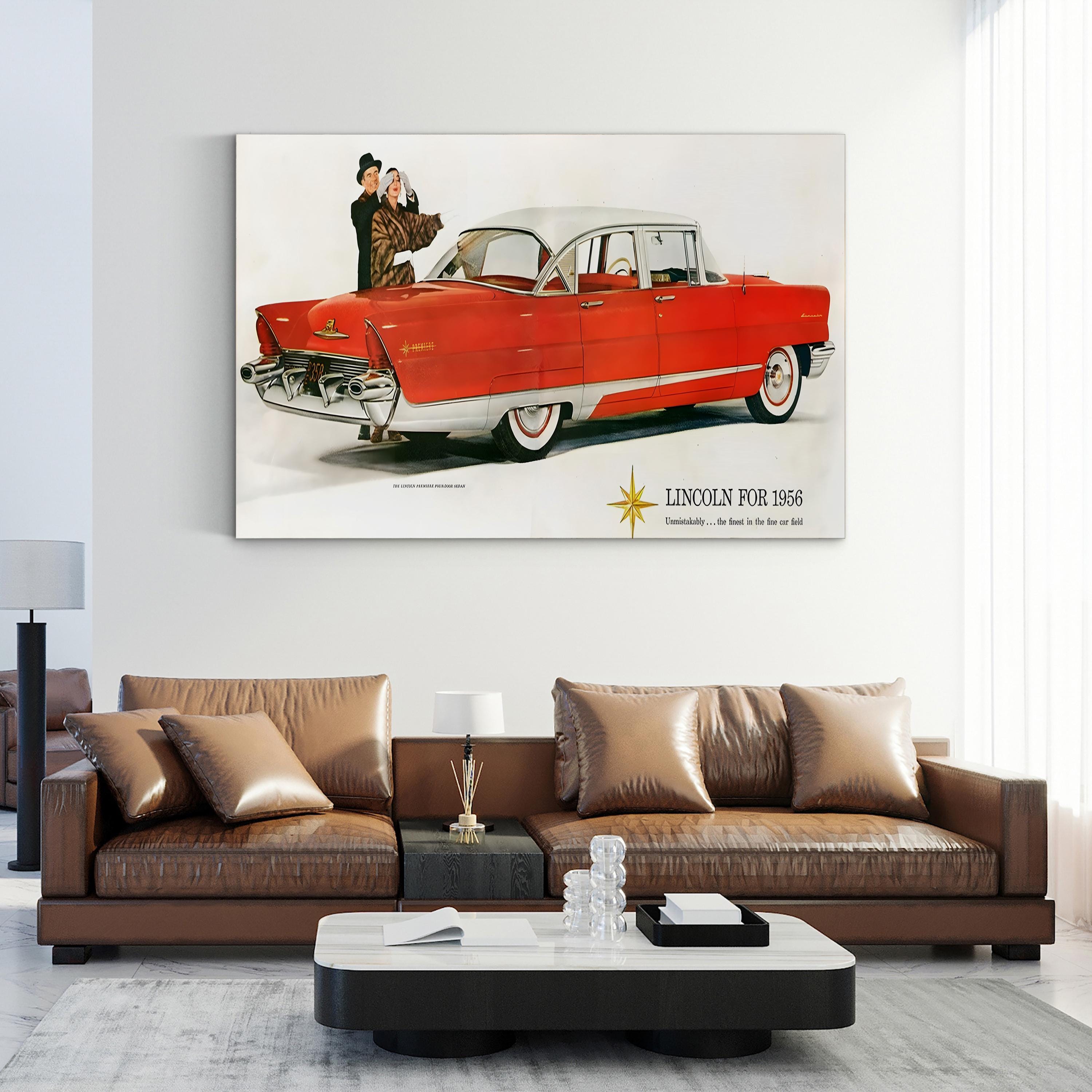 1956 Lincoln Magazine Advertisement – Period Advertisement Wall Art | Vintage Automotive Canvas Print