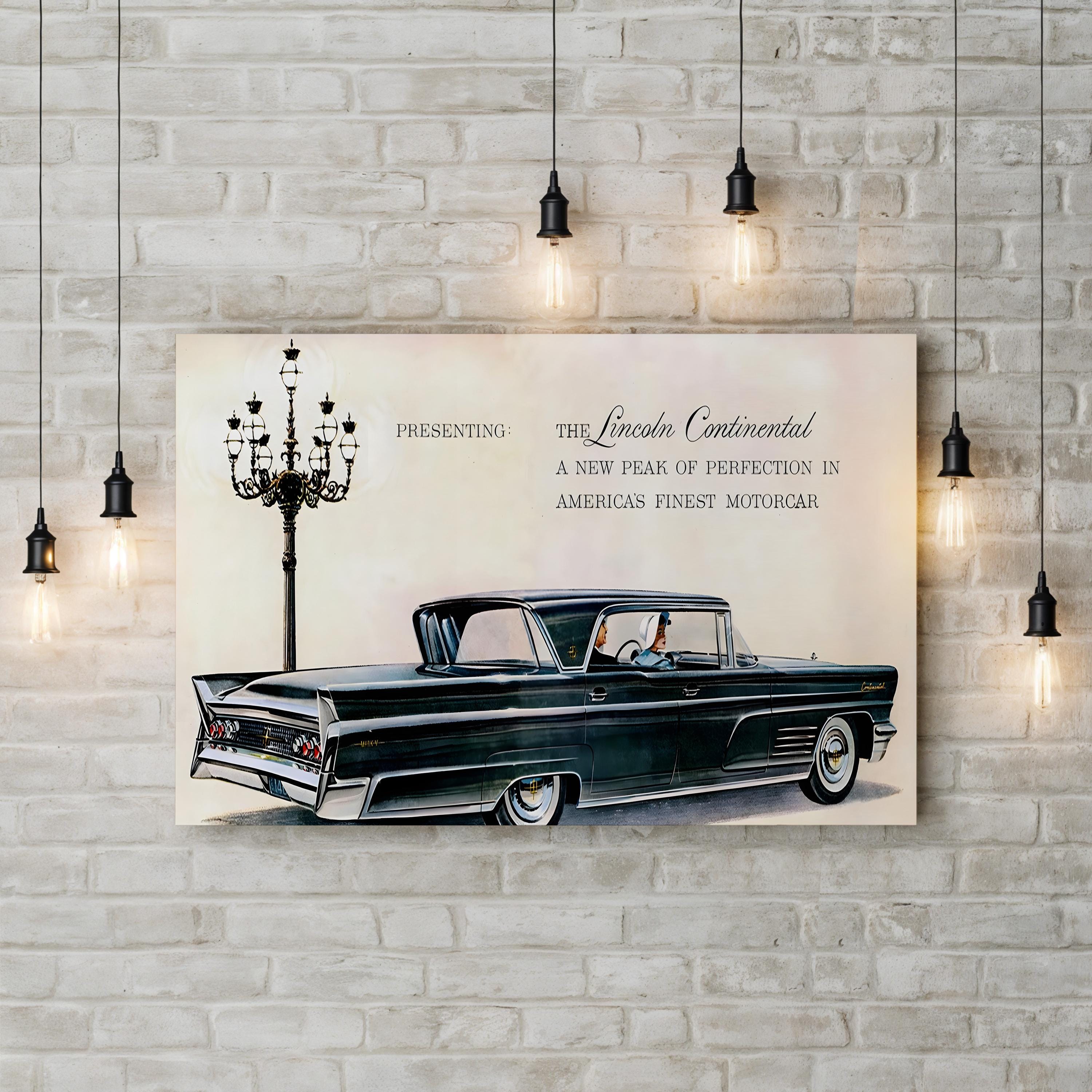 1960s Lincoln Continental Magazine Advert – Period Advertisement Wall Art | Retro Automotive Canvas Print