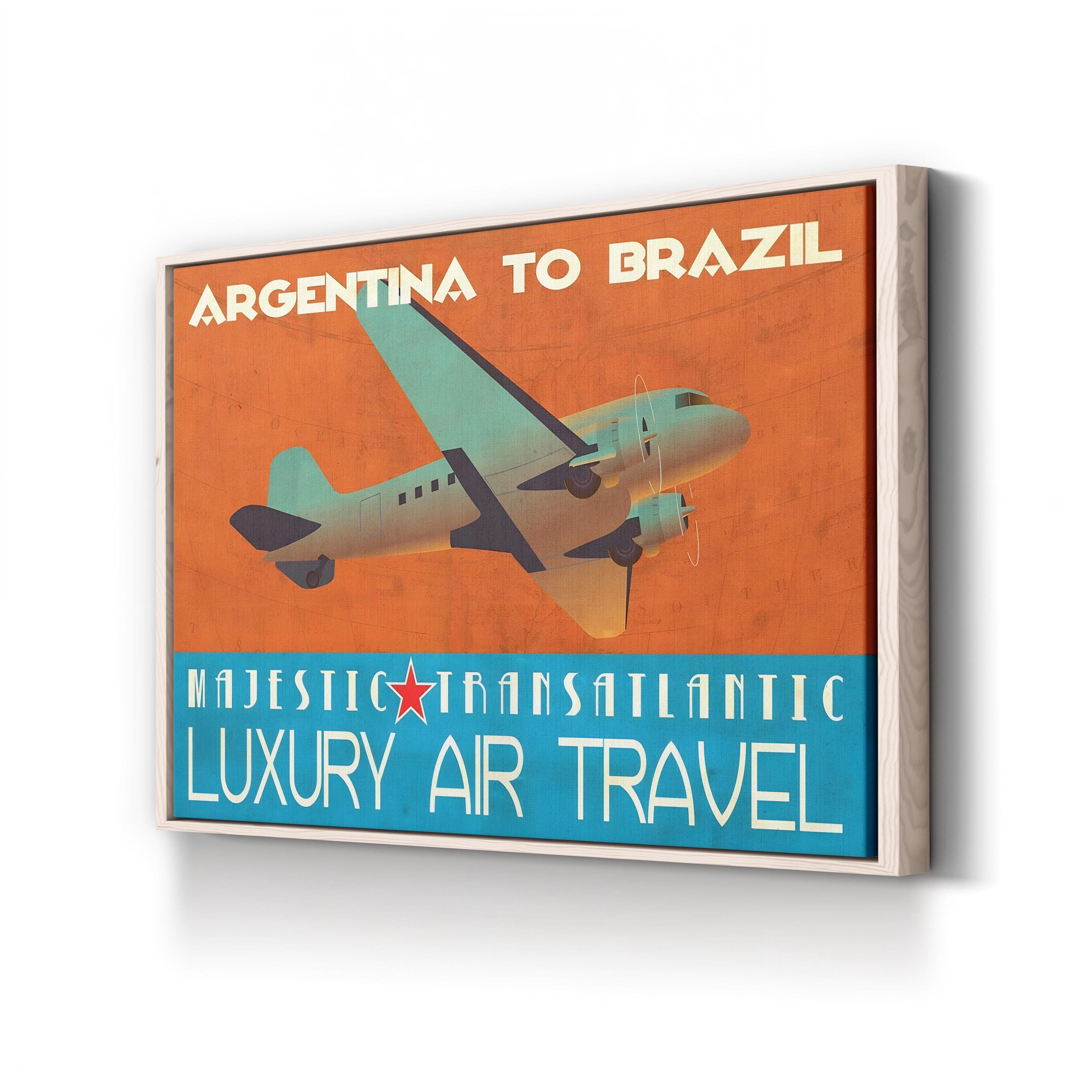 Vintage 1940s Air Travel Poster Canvas Print: Transatlantic & South American Aviation Art