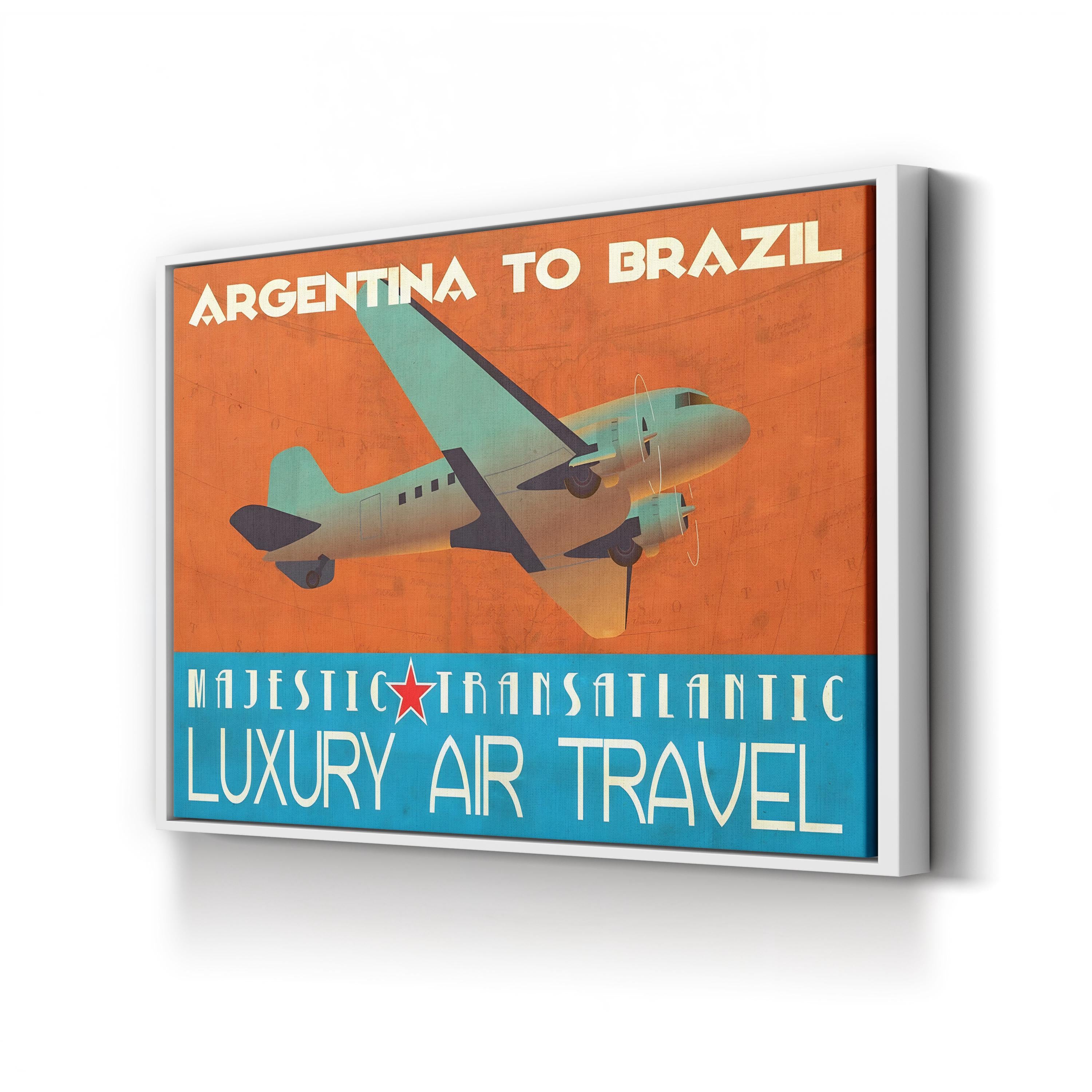 Vintage 1940s Air Travel Poster Canvas Print: Transatlantic & South American Aviation Art