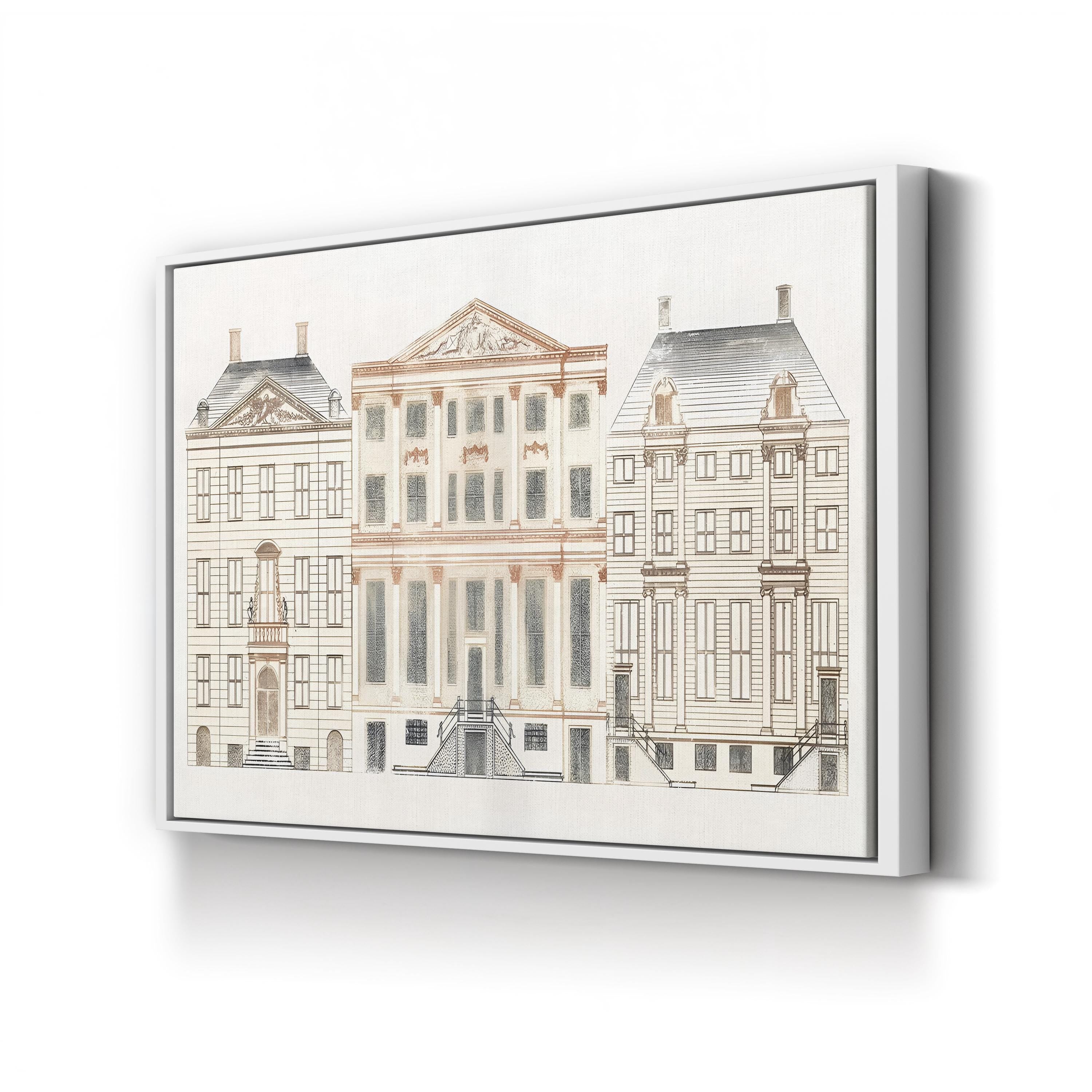 Vintage Amsterdam Canal House Canvas Art: Historic European Architecture