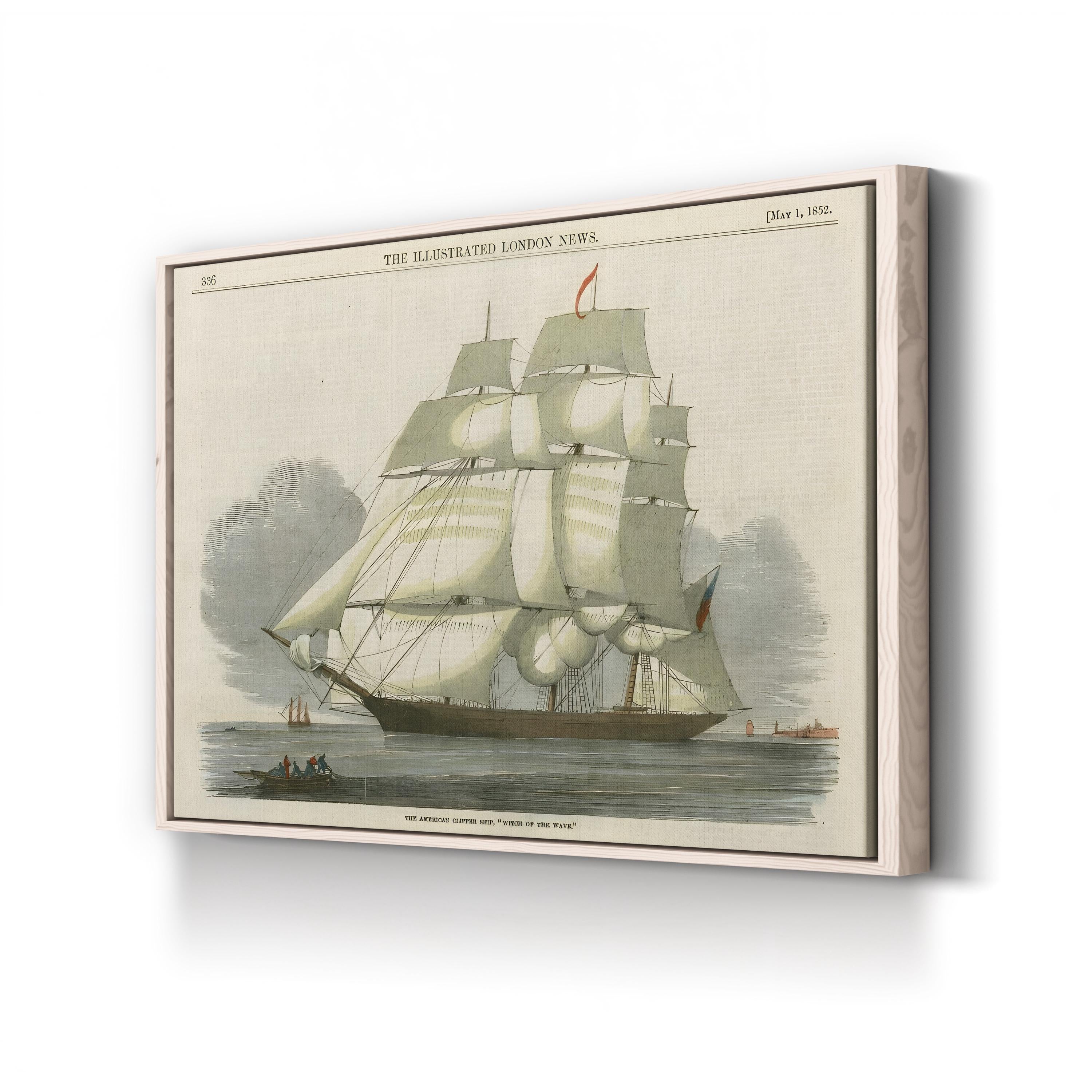 Antique Clipper Ship II – Framed Vintage Nautical Canvas Art by Vision Studio