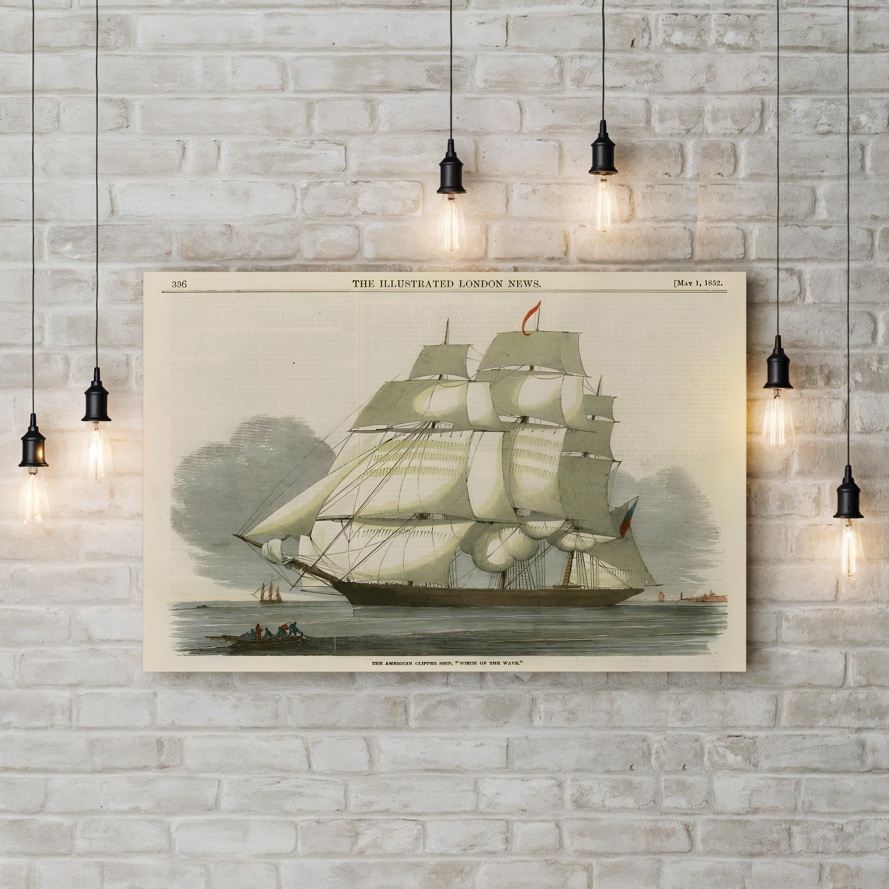 Antique Clipper Ship II – Framed Vintage Nautical Canvas Art by Vision Studio