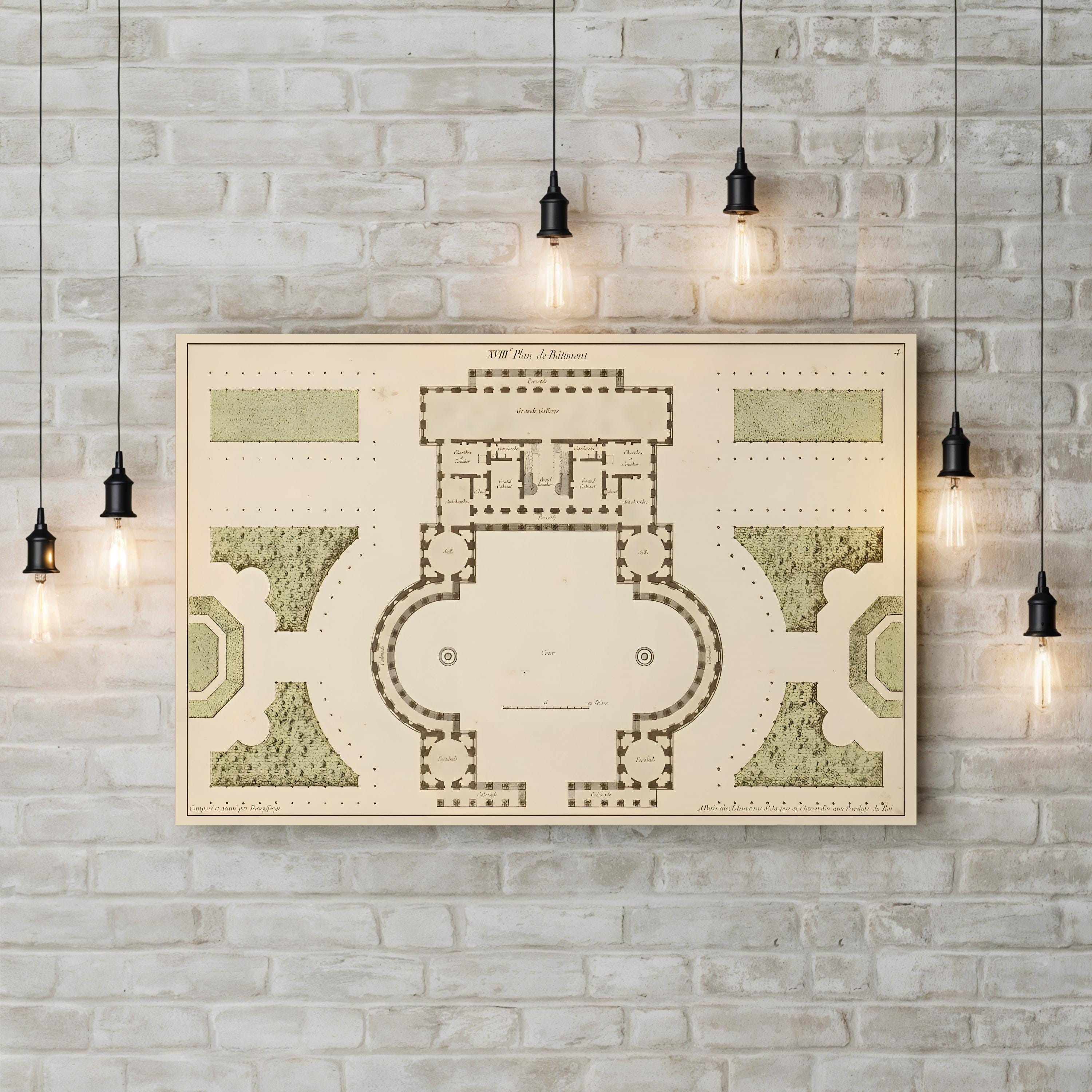 Antique Garden Plan II Wall Art by Jean Deneufforge – Classical Botanical Landscape Design Print
