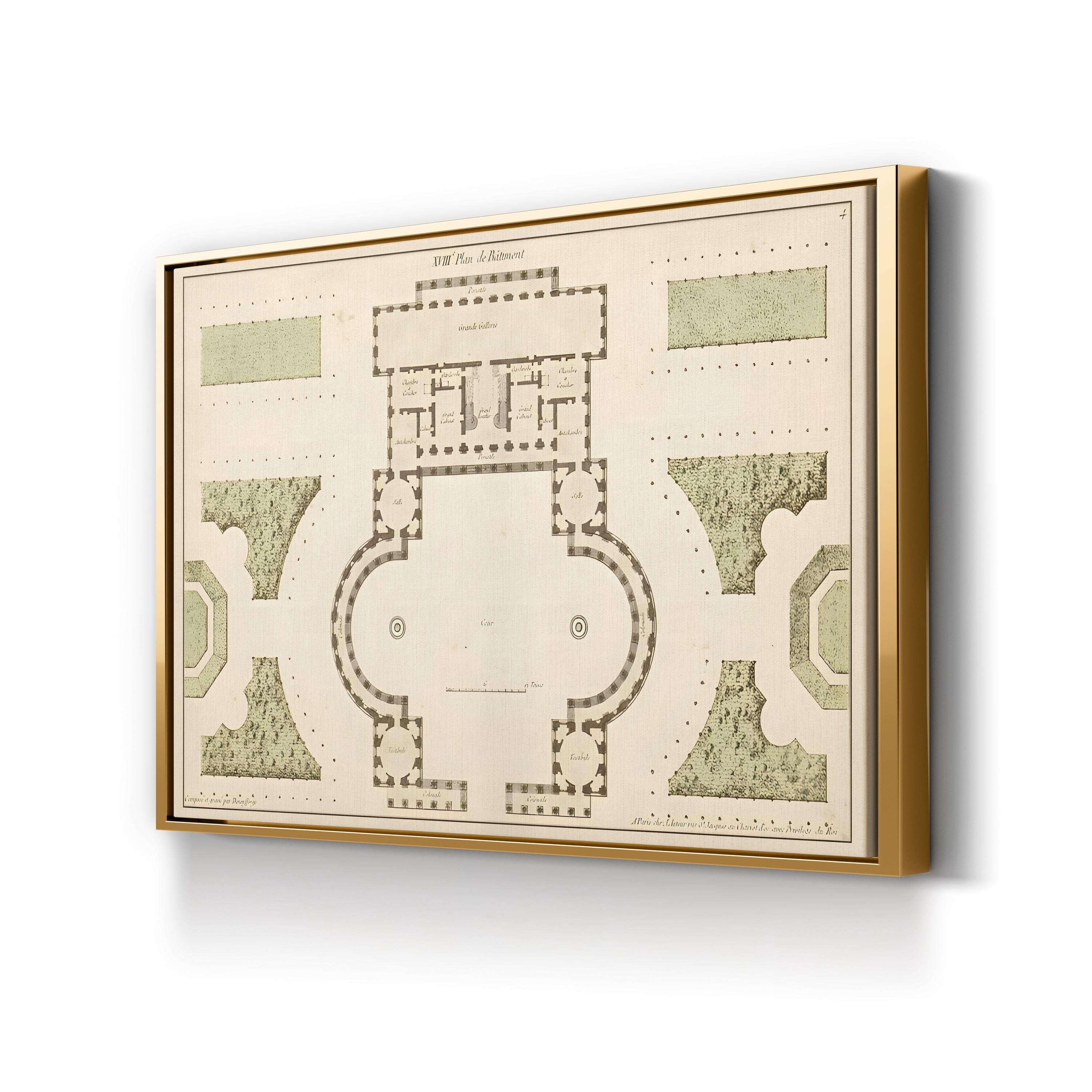 Antique Garden Plan II Wall Art by Jean Deneufforge – Classical Botanical Landscape Design Print