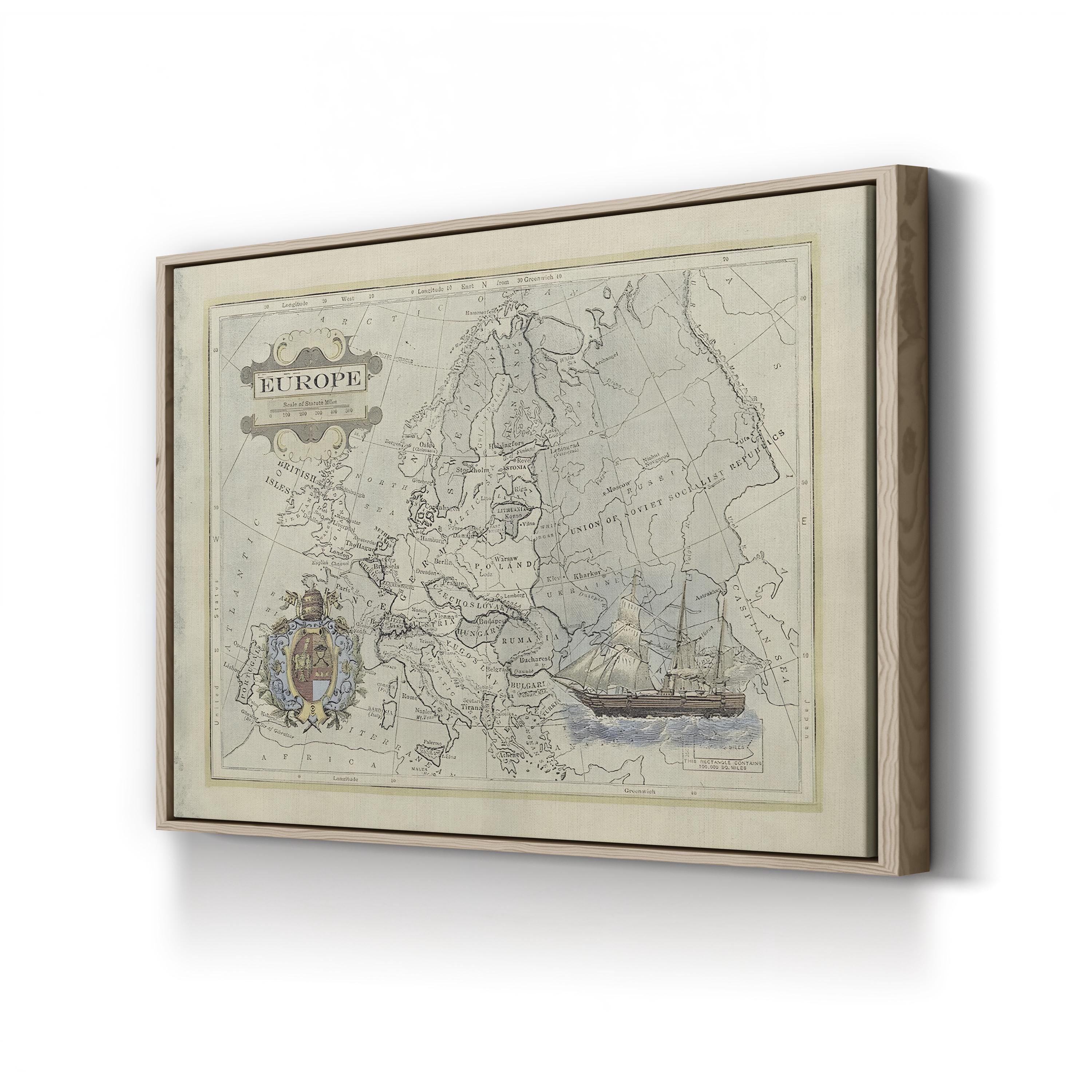 Historical Map of Europe – Period Illustration Wall Art | Antique Cartography Canvas Print