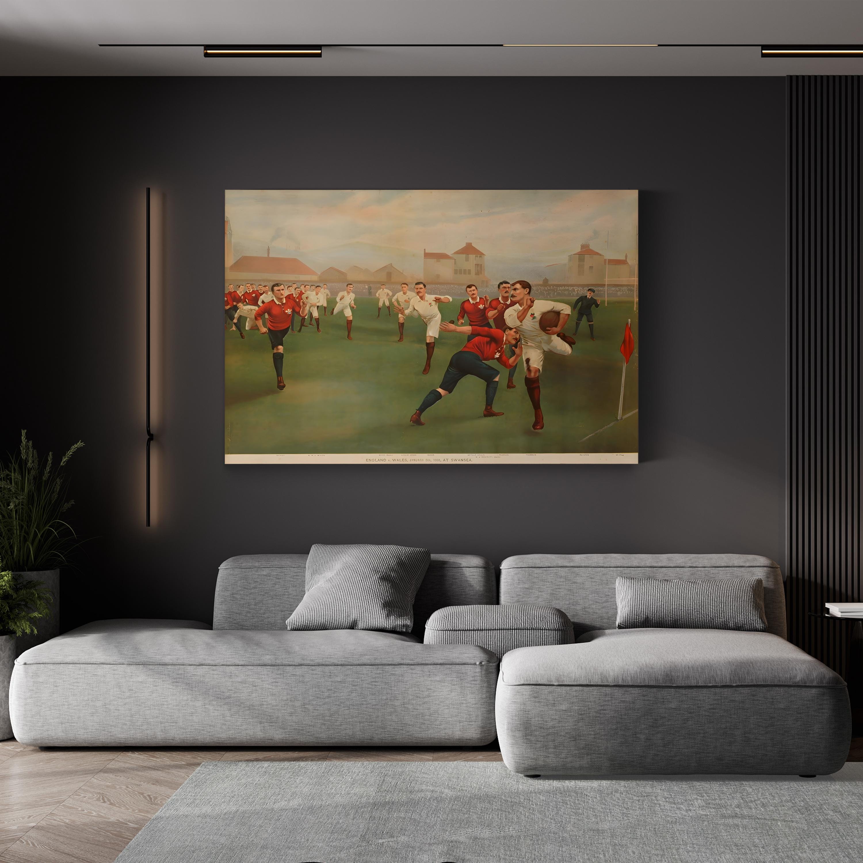 1895 England vs Wales Football canvas print, Gallery Canvas unframed