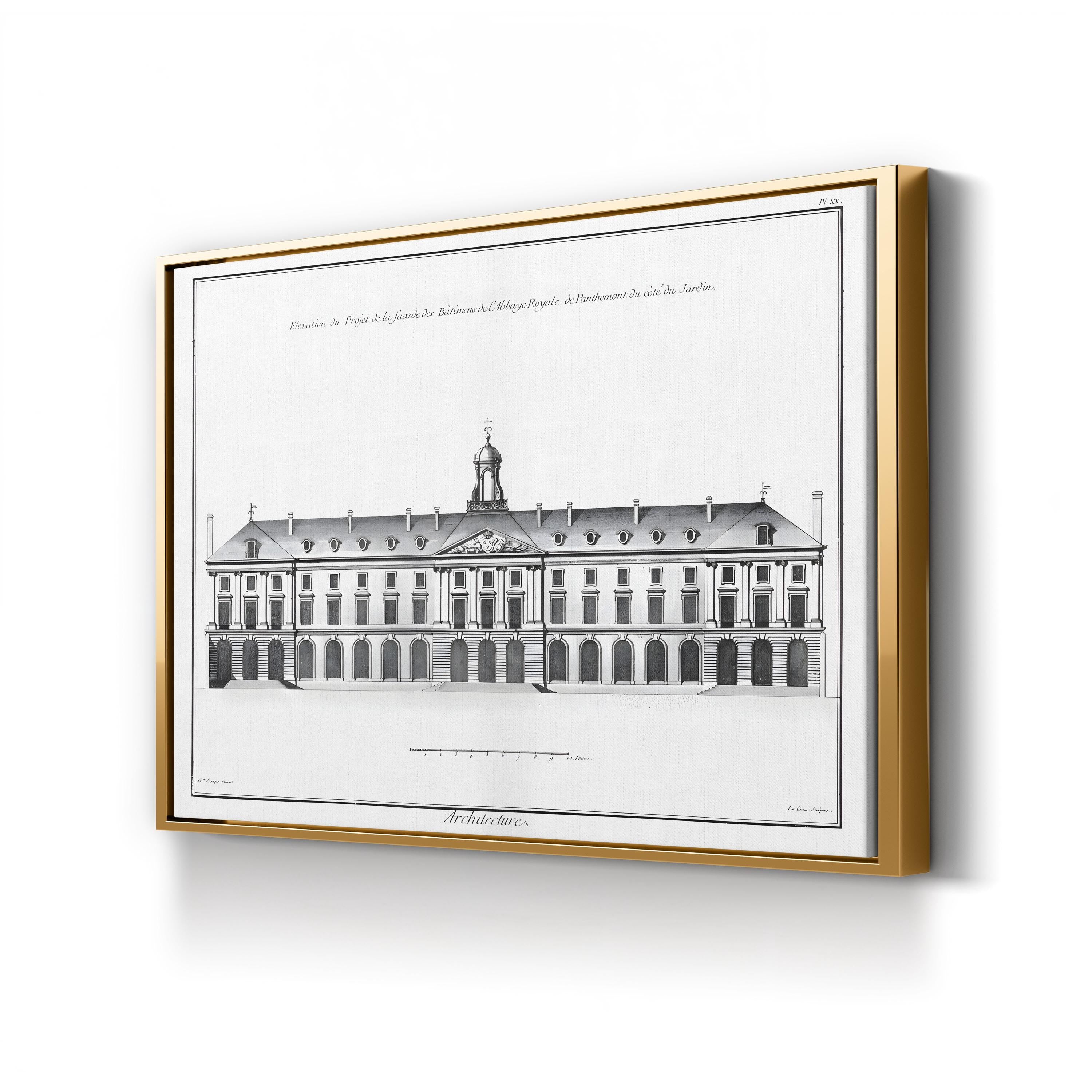 Vintage Architectural Elevation Canvas Print: Classic Building Design