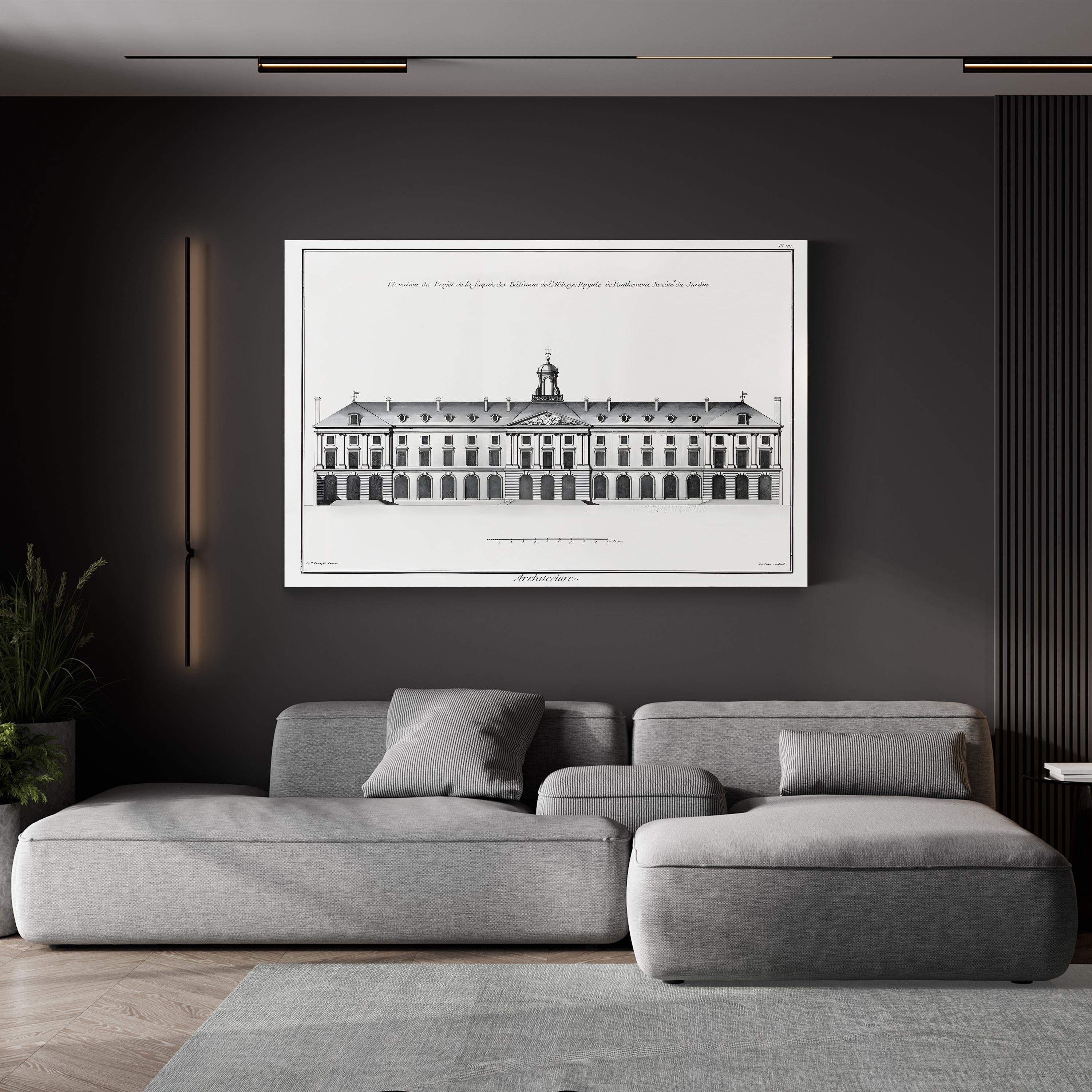 Vintage Architectural Elevation Canvas Print: Classic Building Design