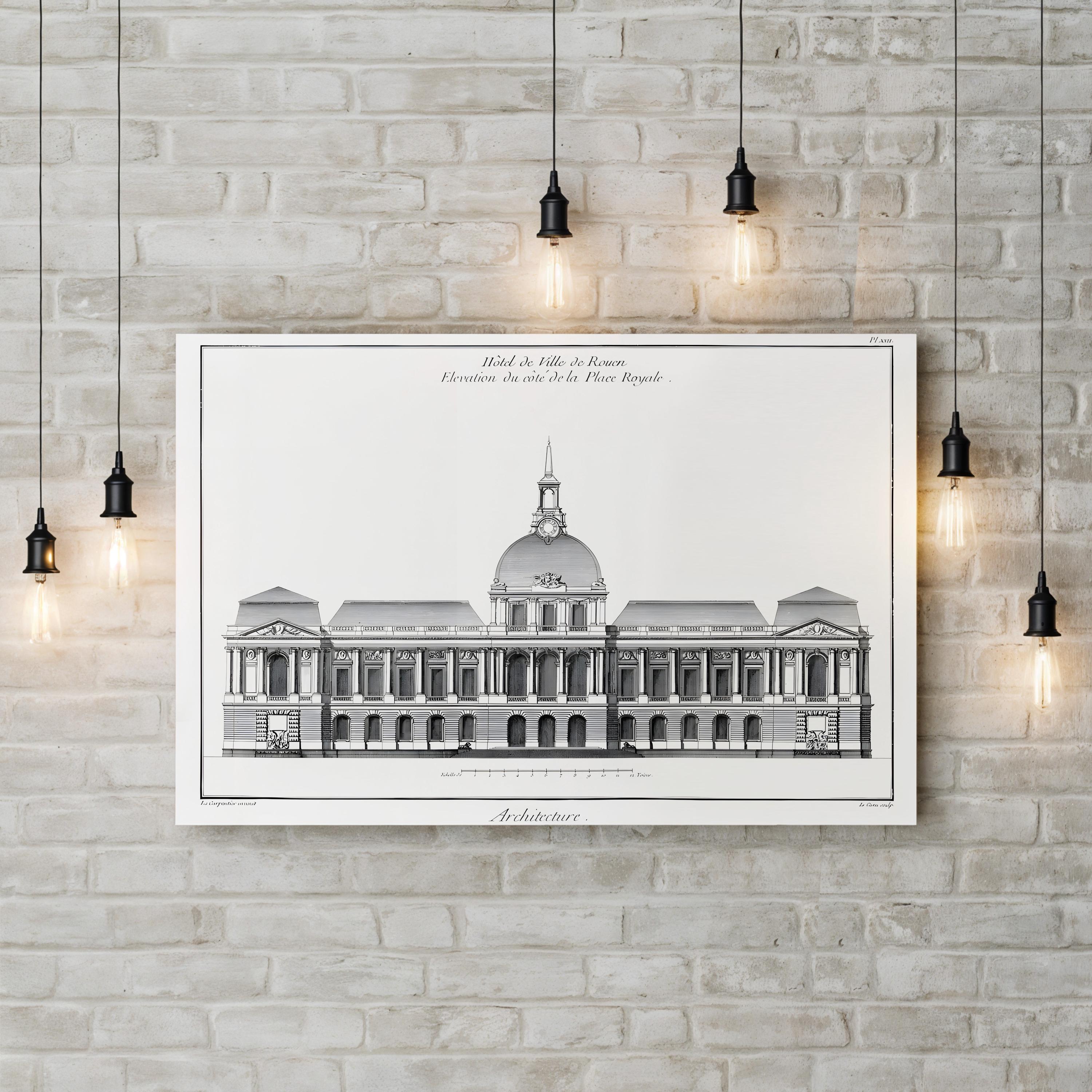 Vintage Architectural Elevation Canvas Print: Historic Building Design