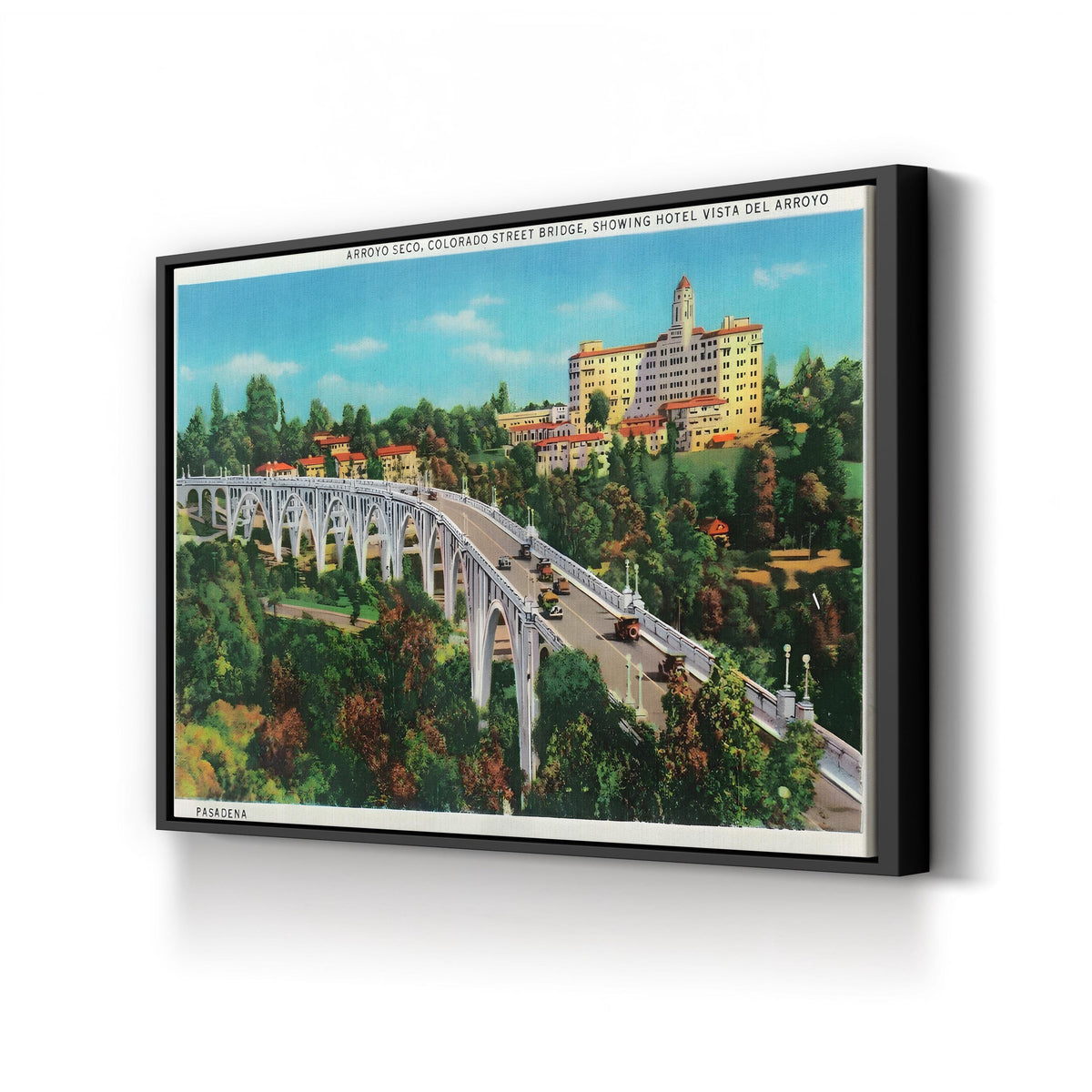 Arroyo Seco Bridge, Colorado Street Bridge, Pasadena, California canvas print in a black frame