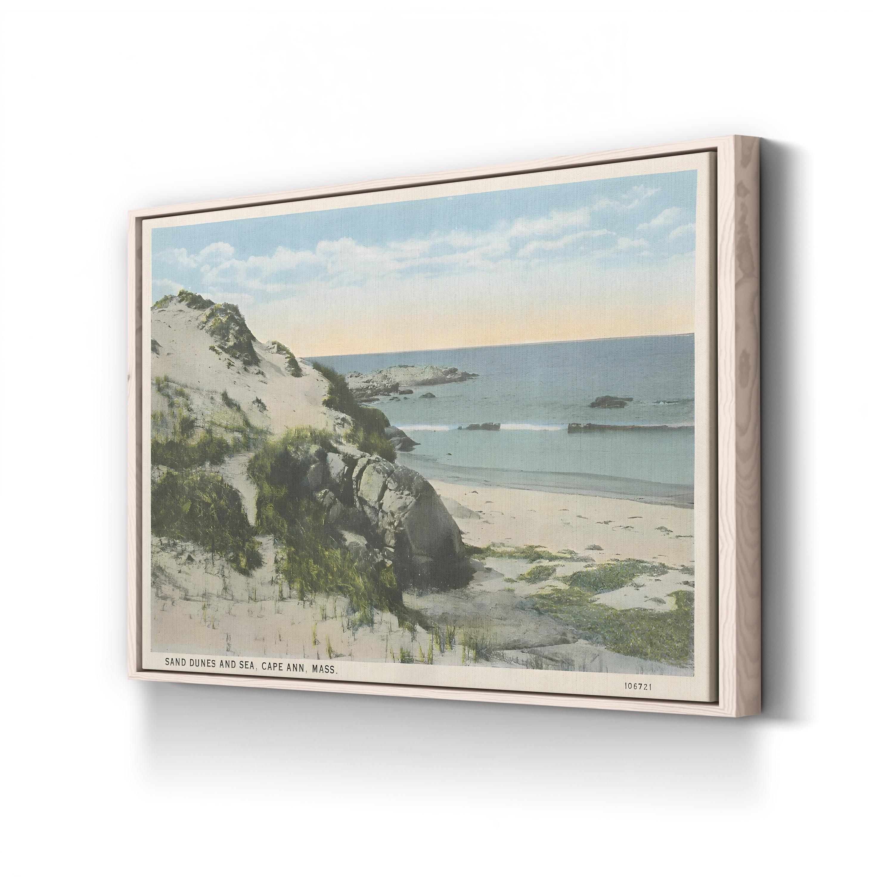 Beach Postcard V – Period Illustration Wall Art | Vintage Coastal Canvas Print