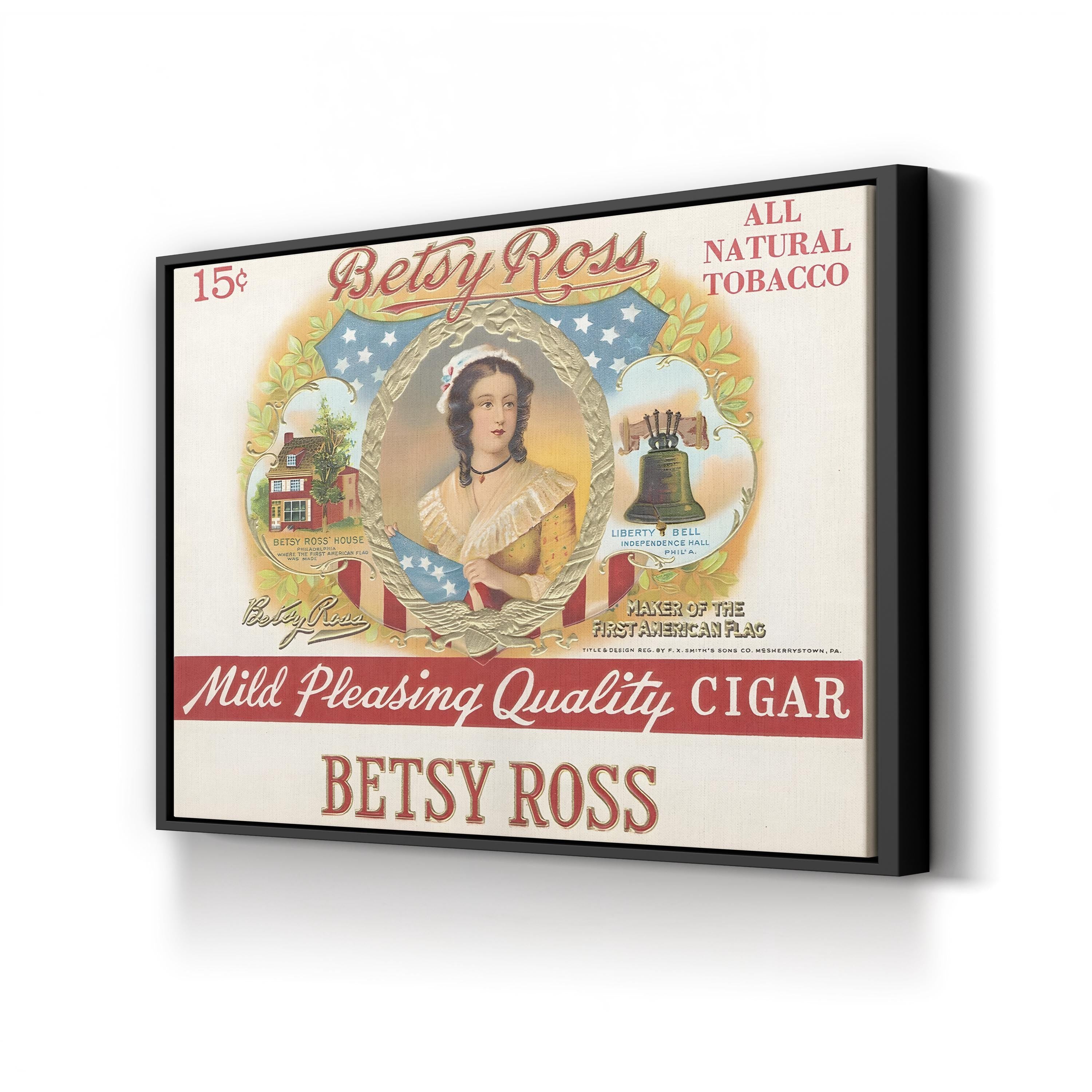 Vintage Betsy Ross Advertisement Poster: Antique Cigar Label Art