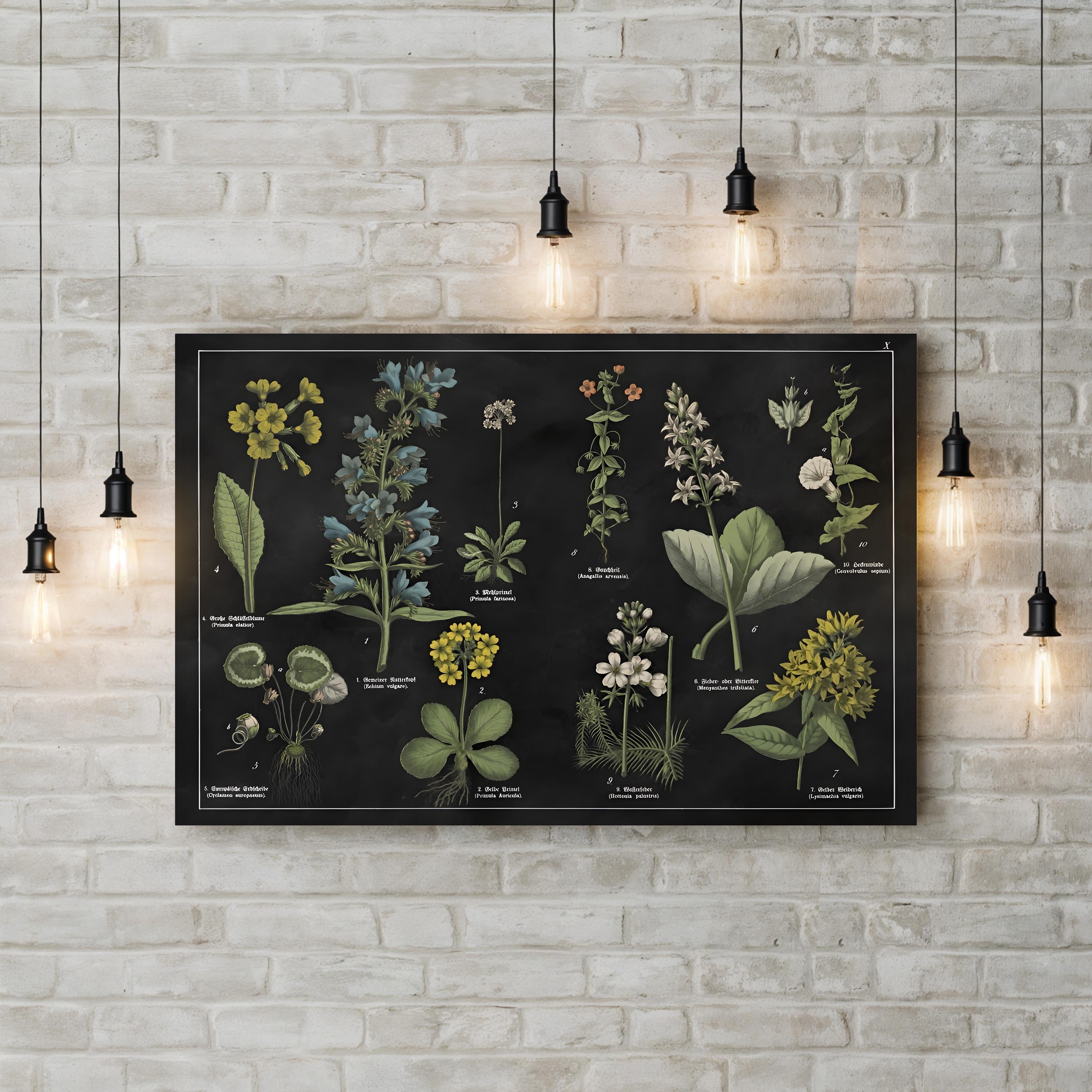 Botanical Floral Chart I Black and White Wall Art by Wild Apple Portfolio