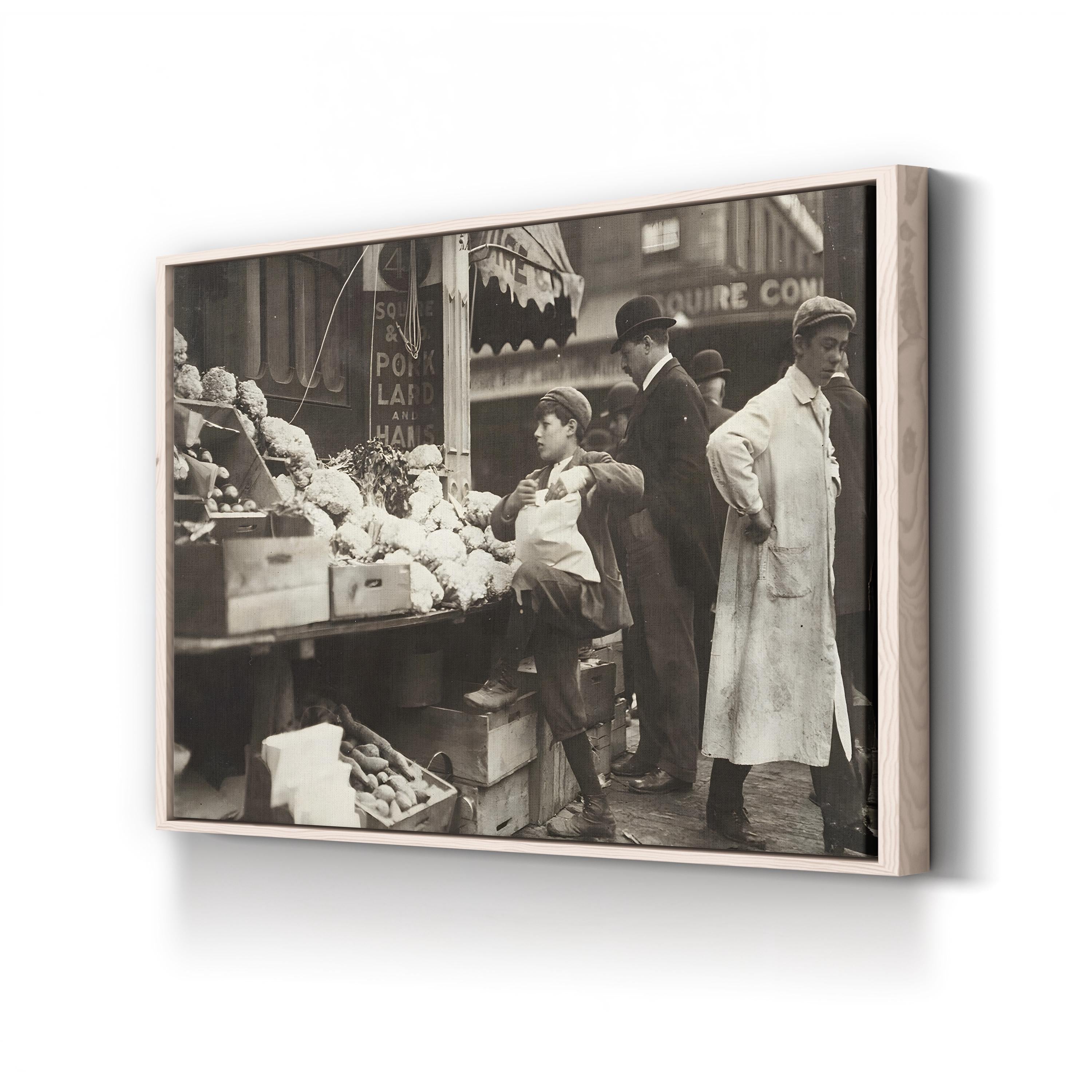 Boy Working At A Produce Stand In Boston, Massachusetts, 1909 Wall Art by Lewis Hine
