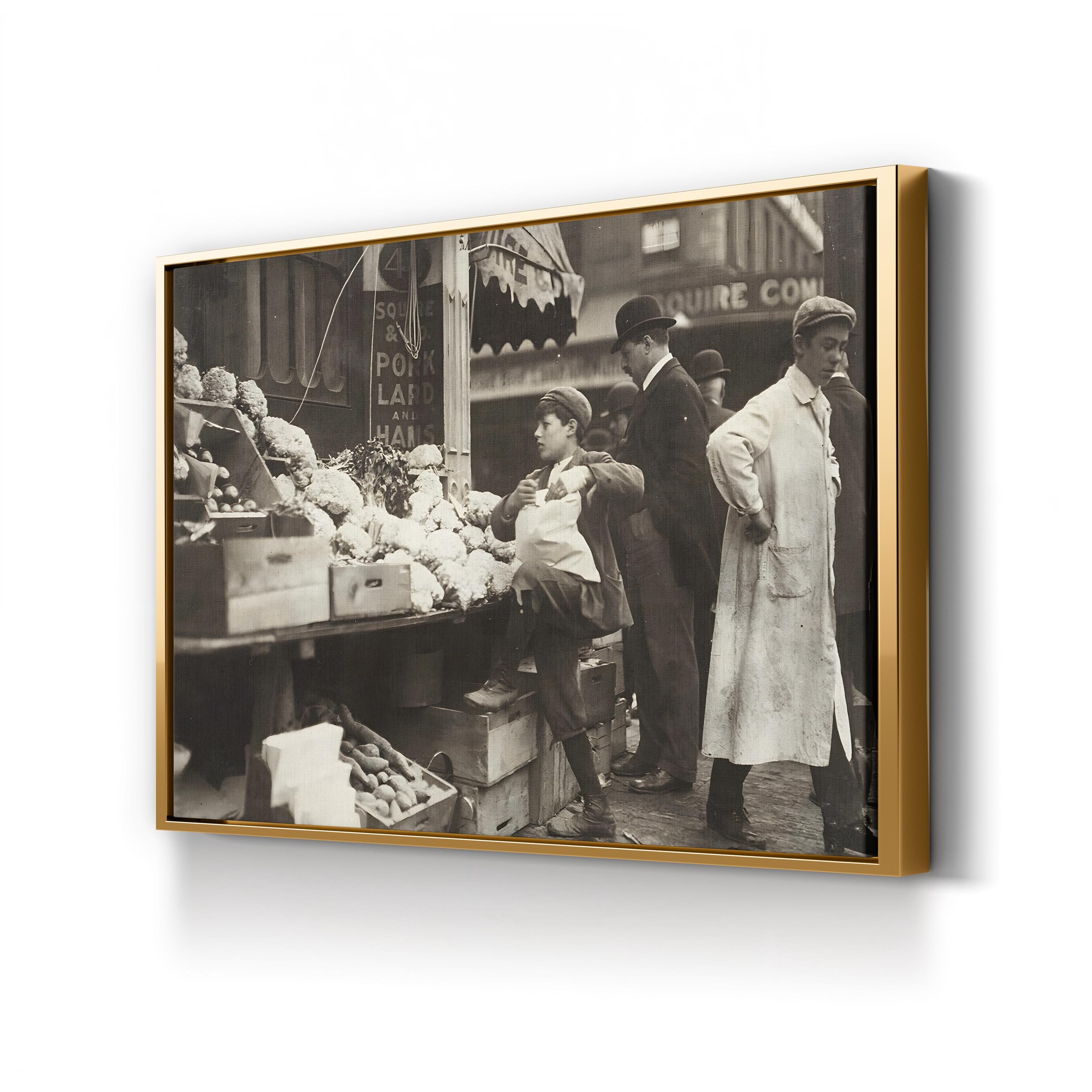 Boy Working At A Produce Stand In Boston, Massachusetts, 1909 Wall Art by Lewis Hine