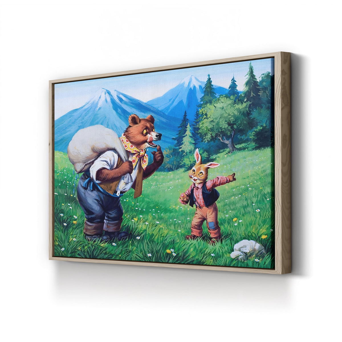 Brer Rabbit and Brer Bear canvas print in an oak frame