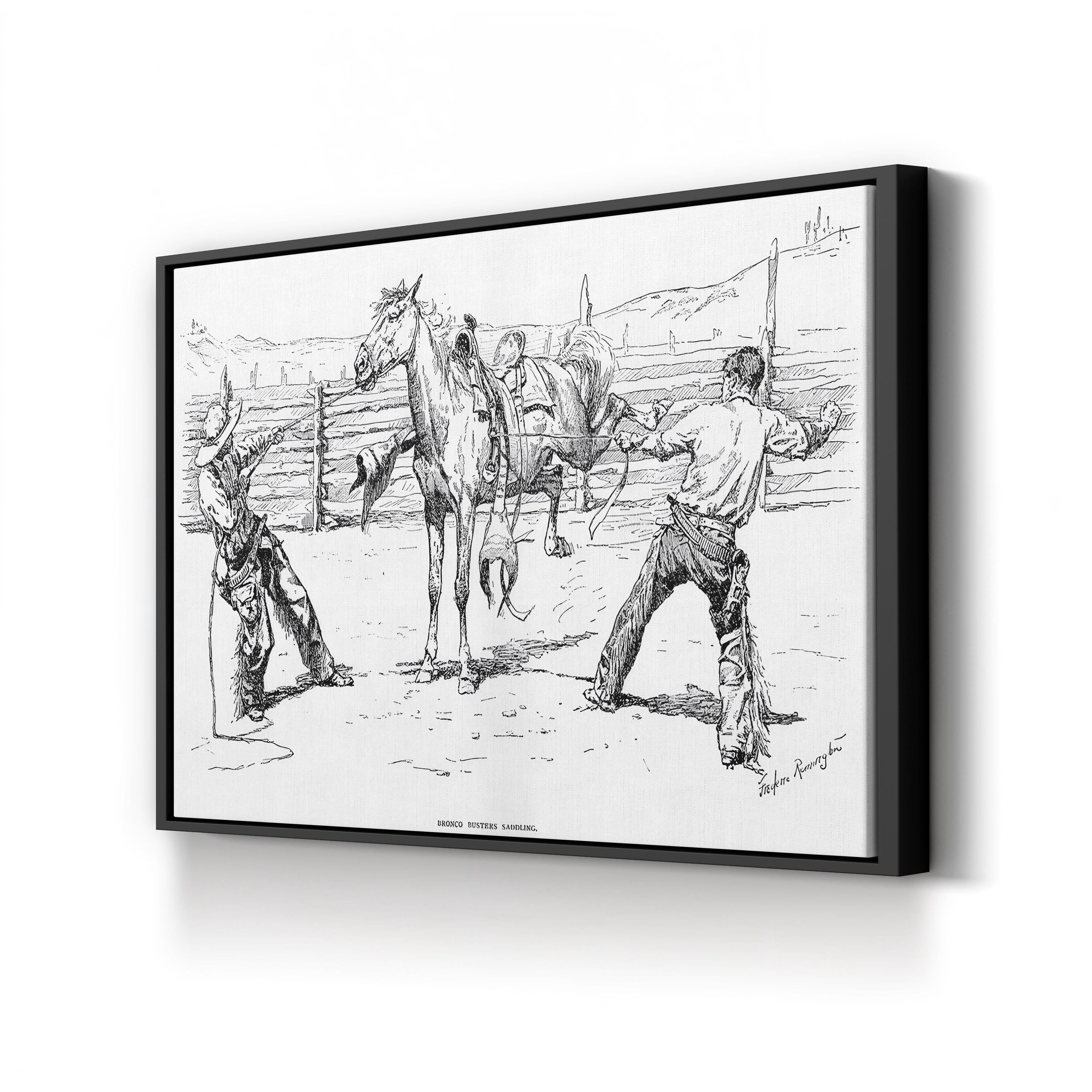 Bronco Busters Cowboys – Period Illustration Wall Art | Vintage Rodeo Canvas Print