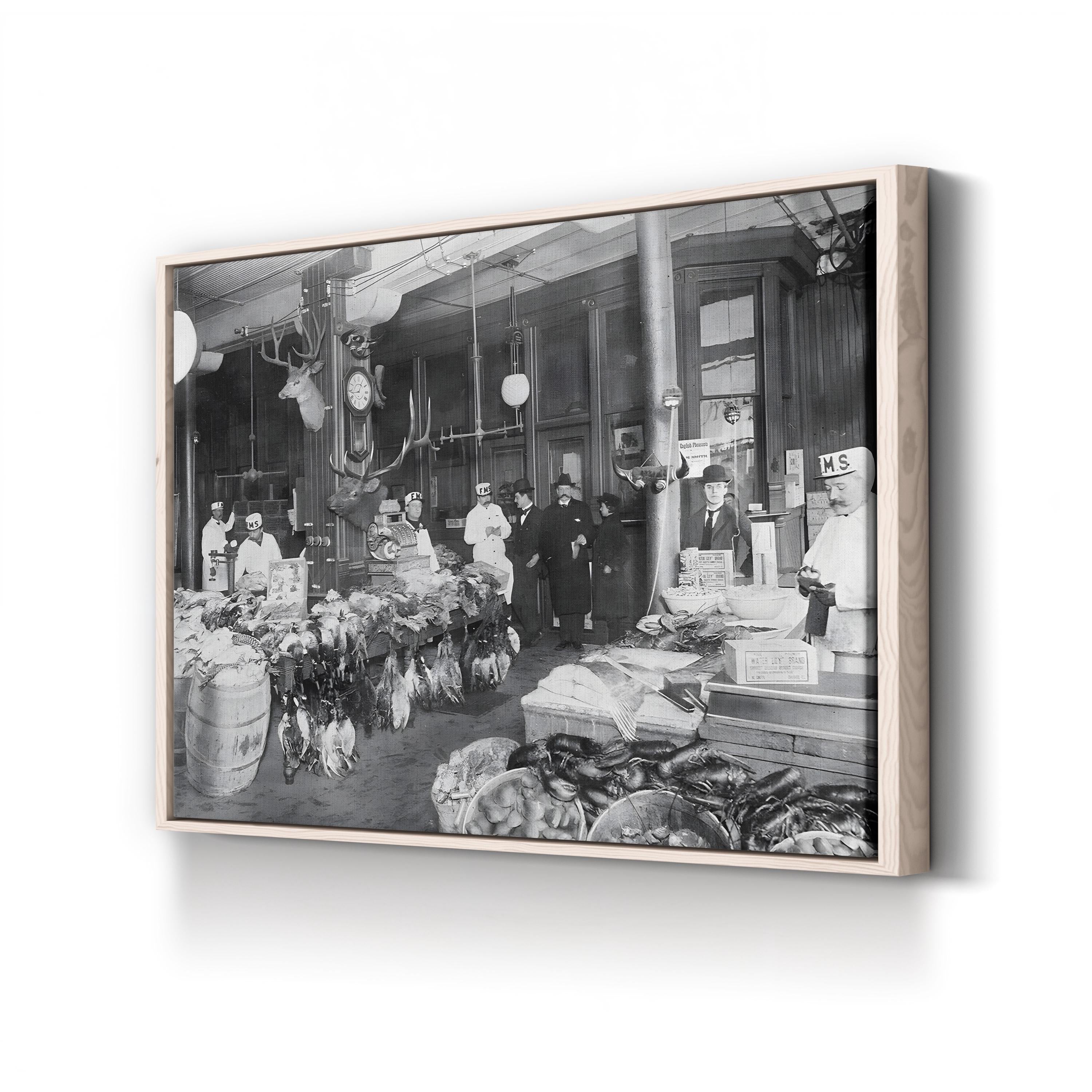 Early 1900s Butcher Shop Interior – Vintage Photography Wall Art | Rustic Kitchen Canvas Print