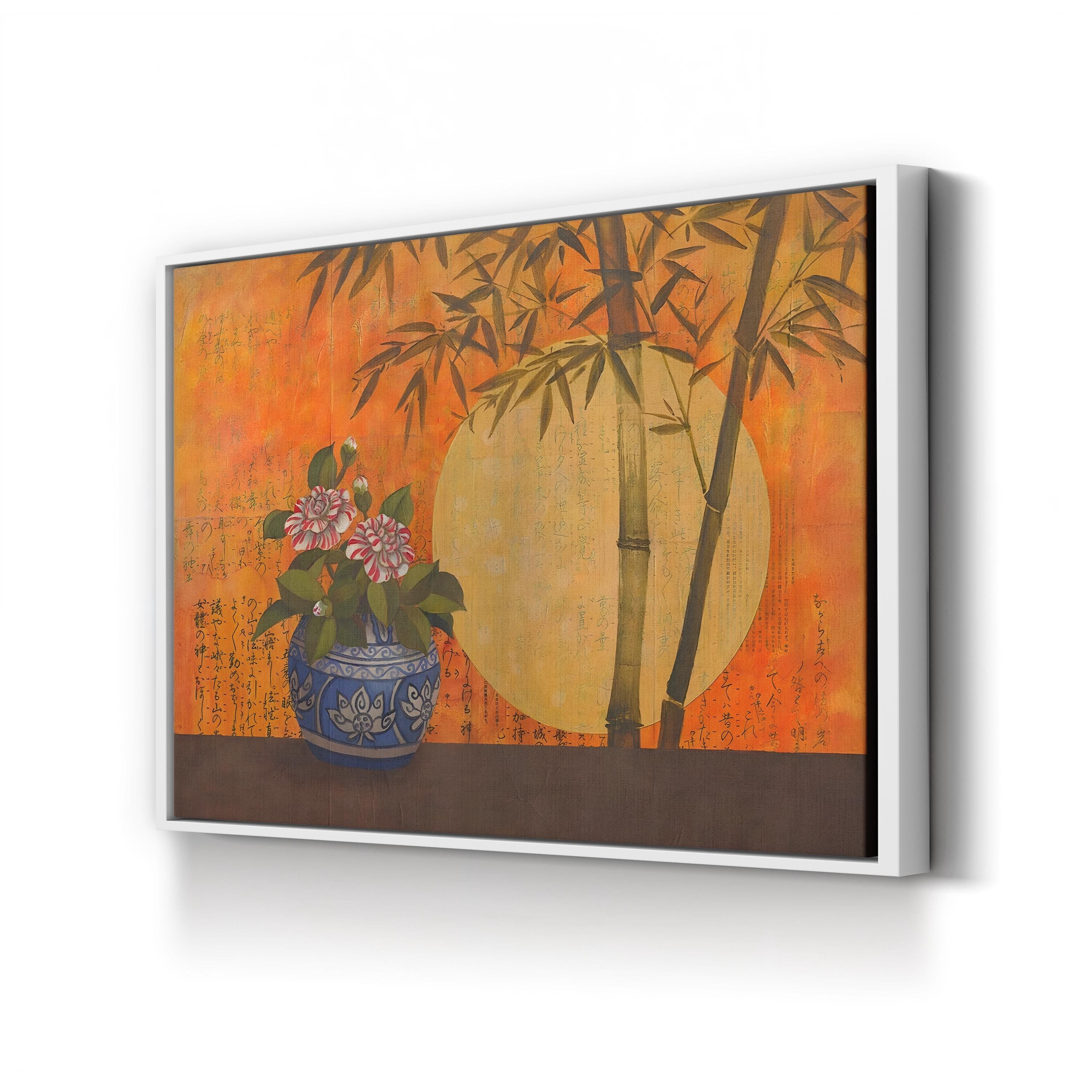Camellia Sunrise Japanese Botanical Canvas Wall Art by Studio Voltaire