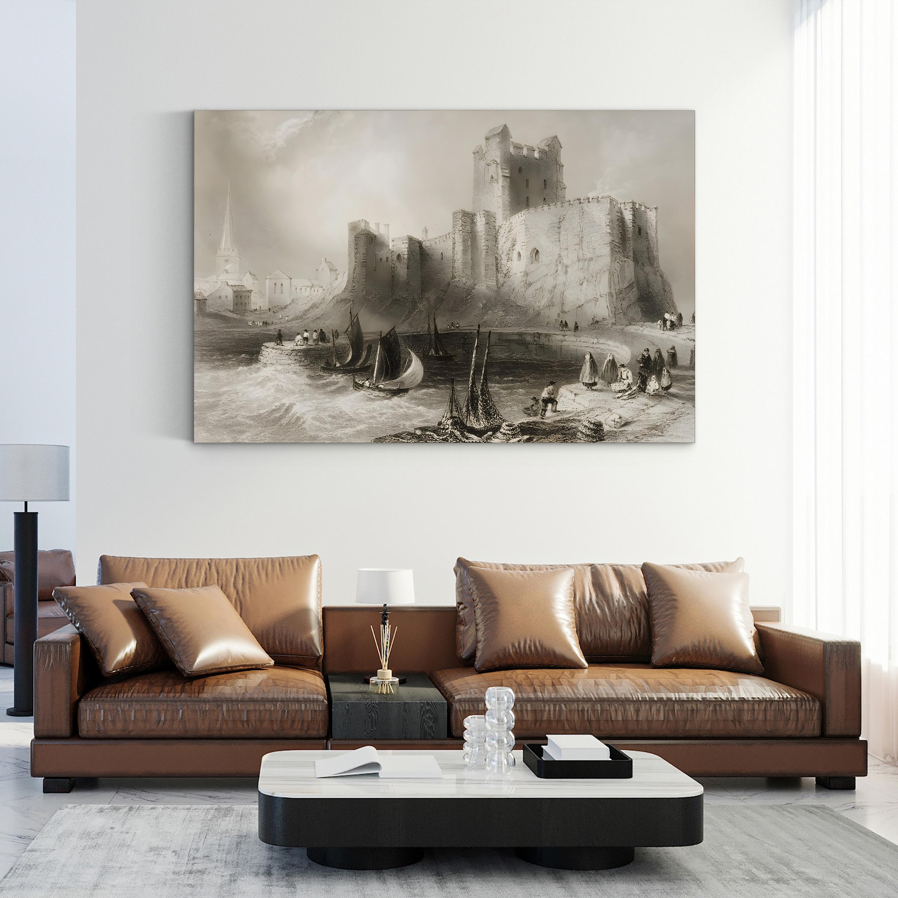 Carrickfergus Castle Canvas Print: Vintage Ireland Landscape Art