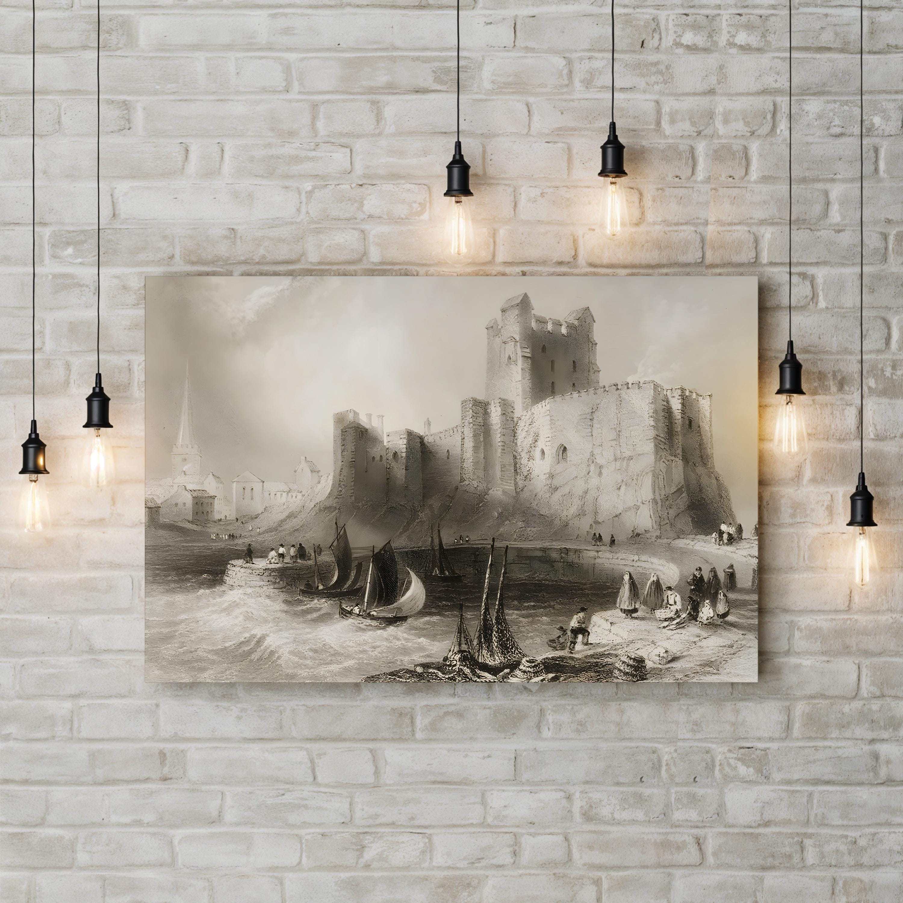 Carrickfergus Castle Canvas Print: Vintage Ireland Landscape Art
