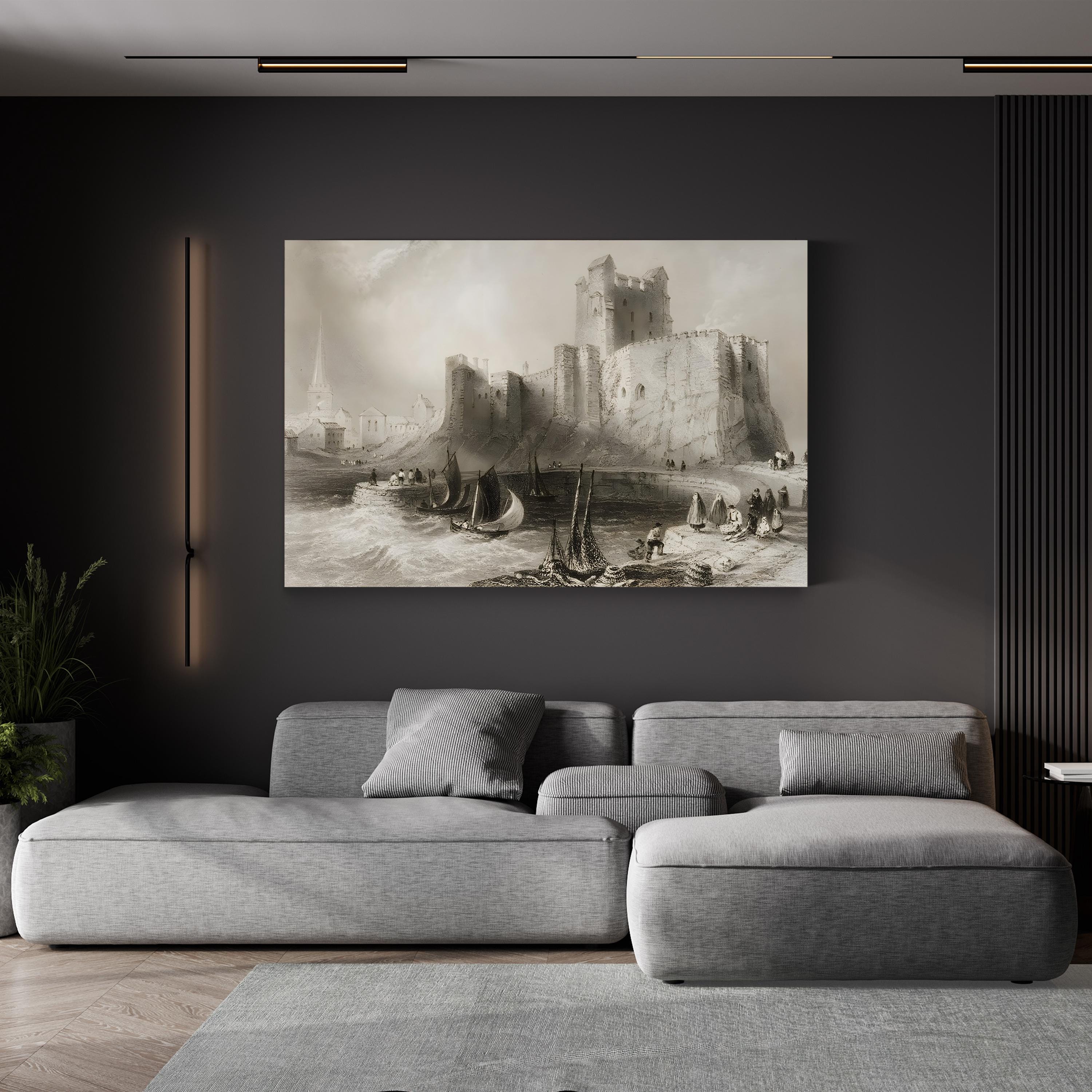 Carrickfergus Castle Canvas Print: Vintage Ireland Landscape Art