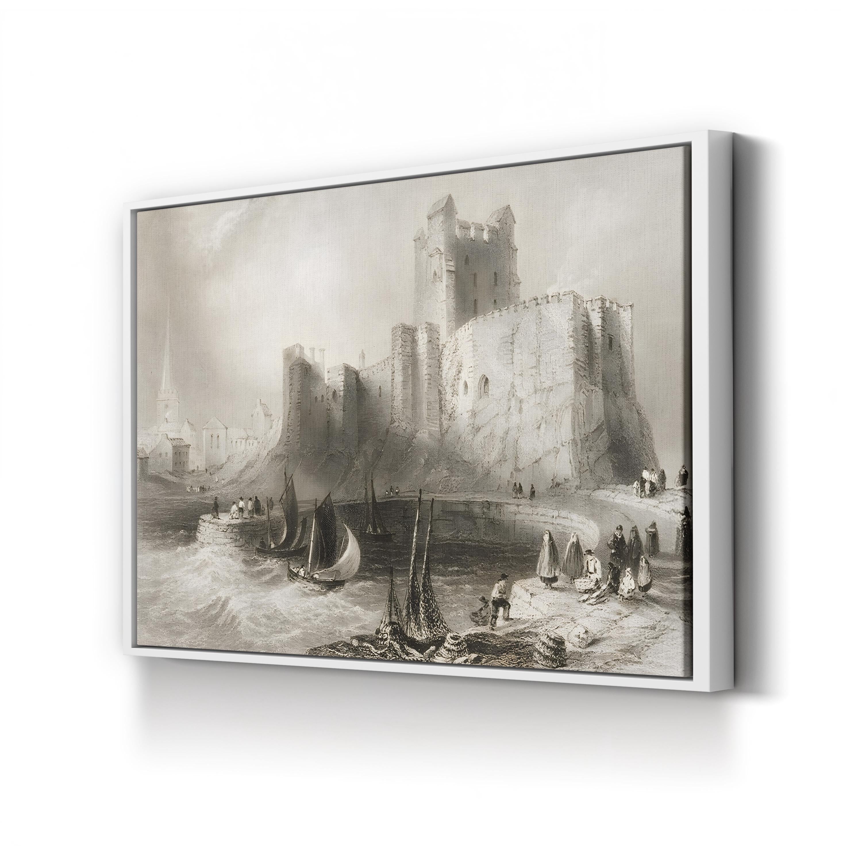 Carrickfergus Castle Canvas Print: Vintage Ireland Landscape Art