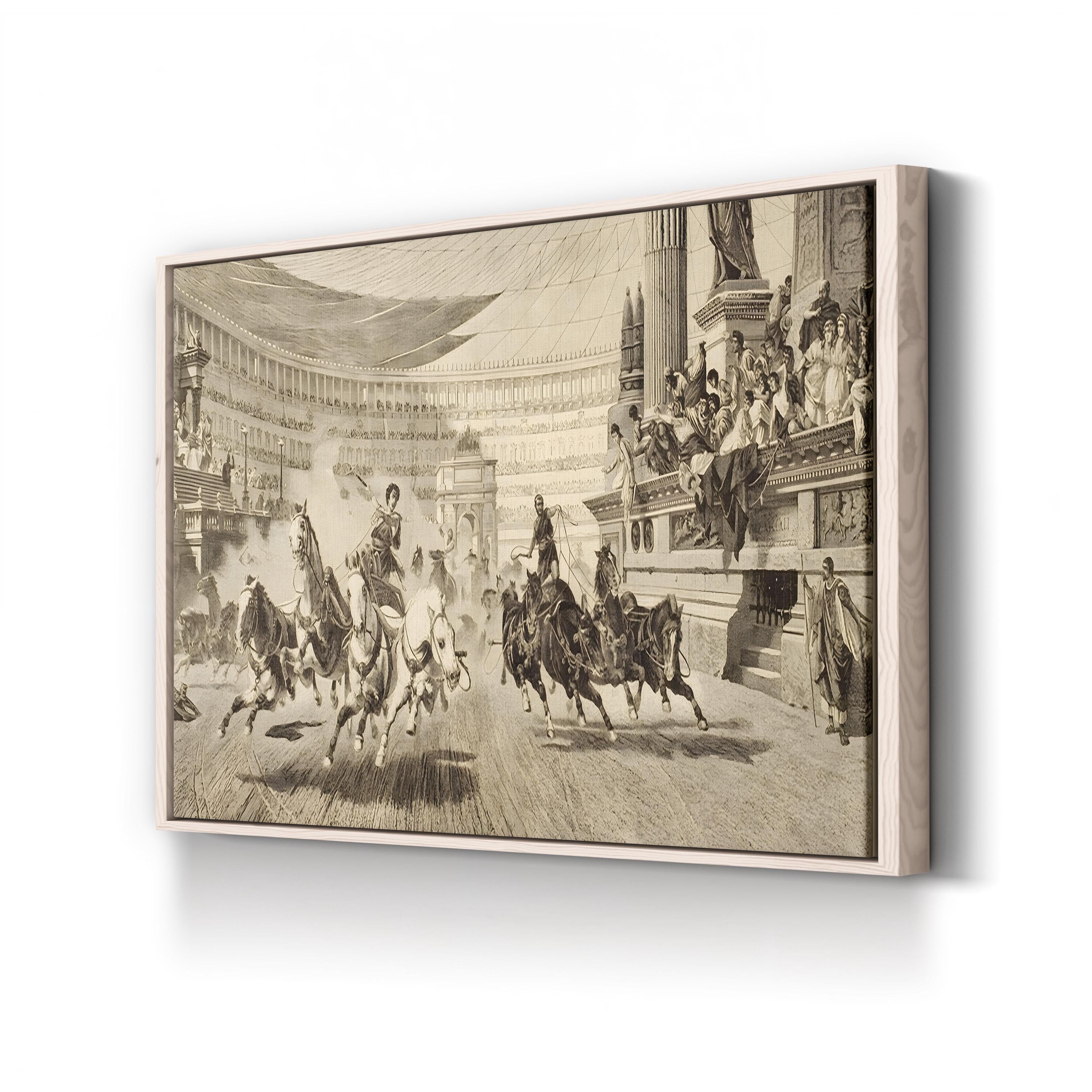 Chariot Race at Roman Games, c.1890 Wall Art by Alejandro Wagner – Classical Historical Illustration Canvas Print