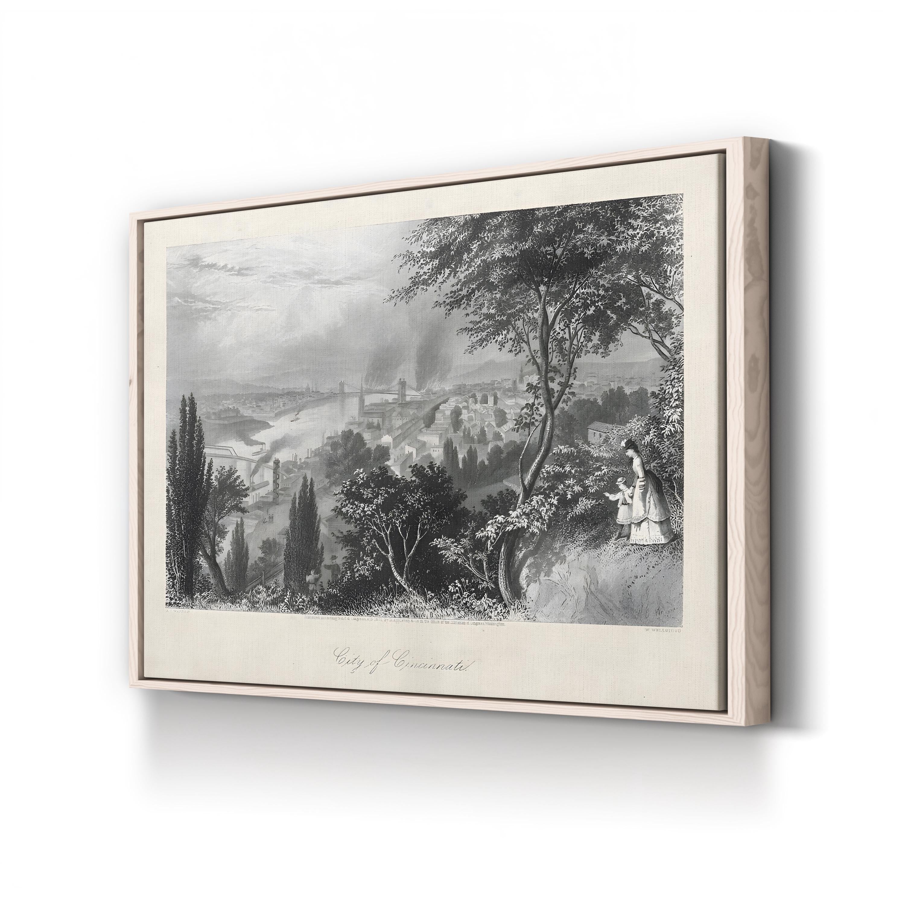 City of Cincinnati Riverfront – Period Illustration Wall Art | Vintage 19th-Century Canvas Print