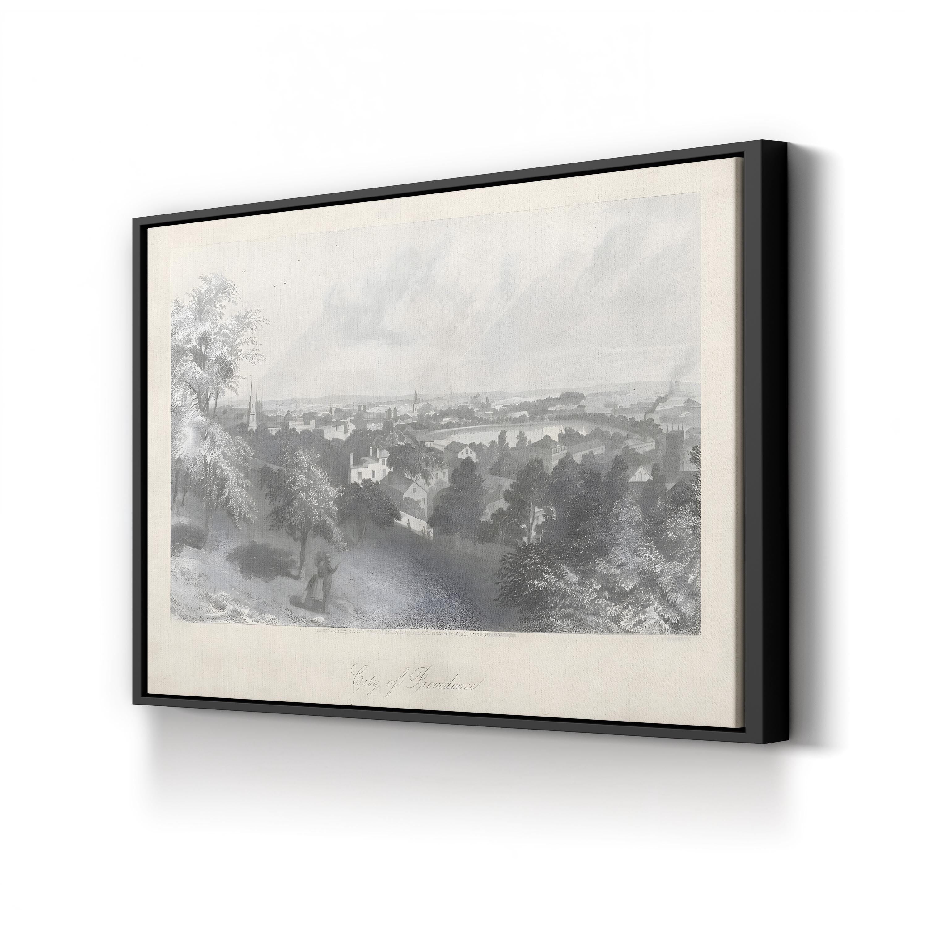 Vintage Providence Cityscape – Period Illustration Wall Art | 19th-Century Architecture Canvas Print