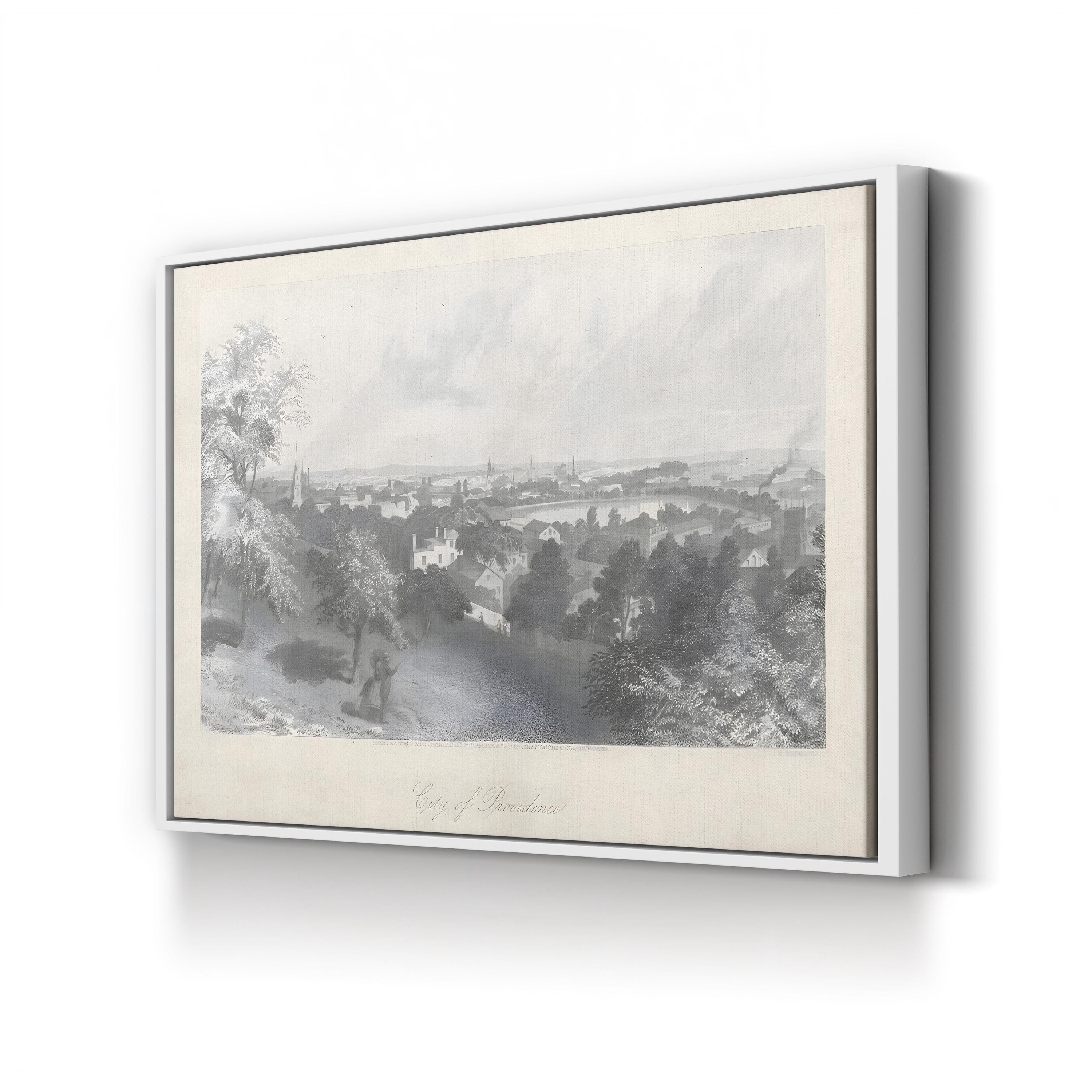 Vintage Providence Cityscape – Period Illustration Wall Art | 19th-Century Architecture Canvas Print