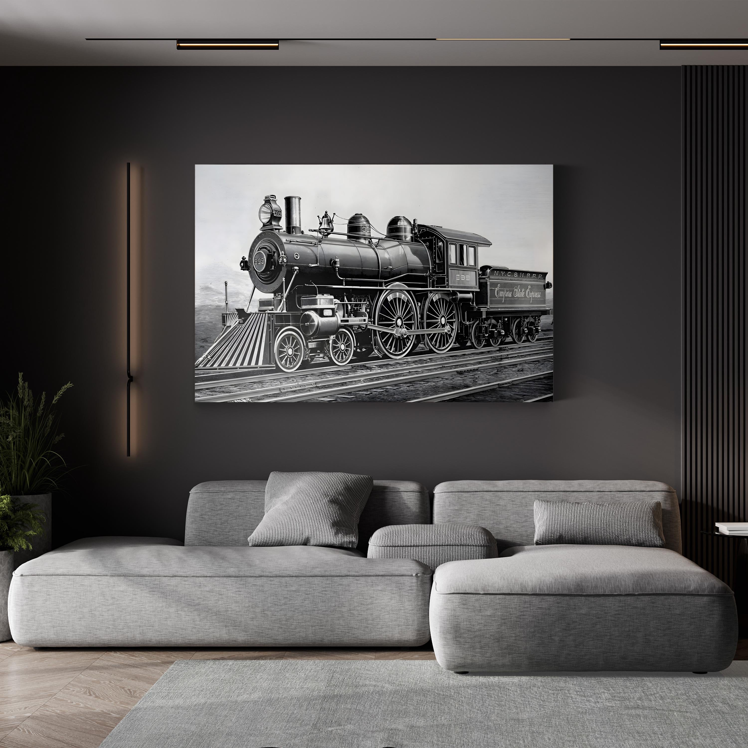 Class 999 Locomotive Used on the New York Central and Hudson River Railroad, 19th Century Wall Art | Historic Steam Engine Engraving Print