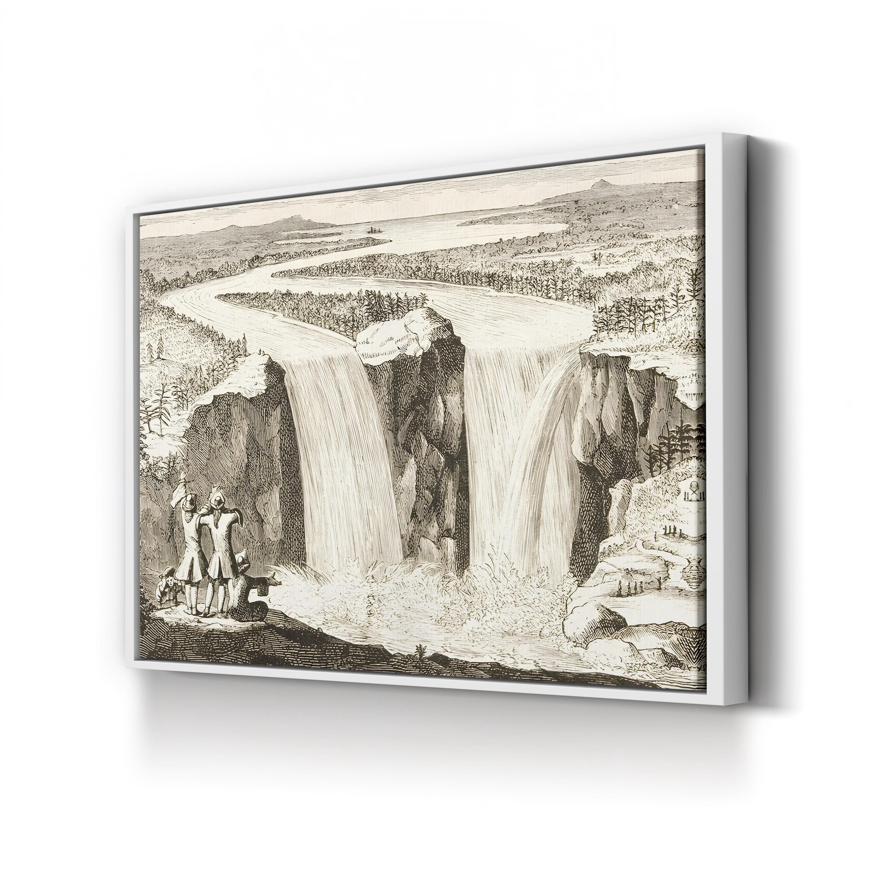 Niagara Falls, After Father Hennepin’s 1677 Sketch (Redrawn 1870s) – Historic American Wall Art