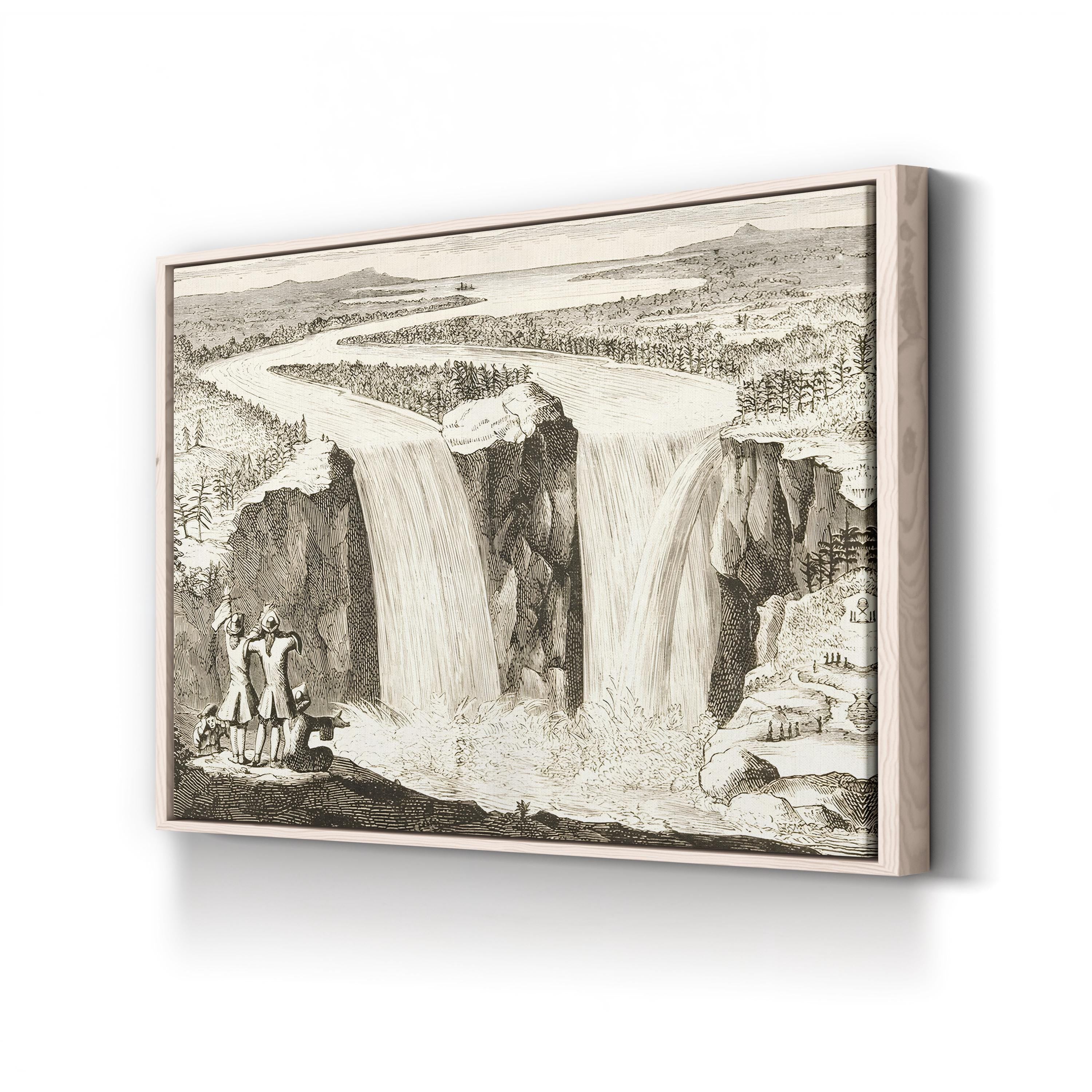 Niagara Falls, After Father Hennepin’s 1677 Sketch (Redrawn 1870s) – Historic American Wall Art